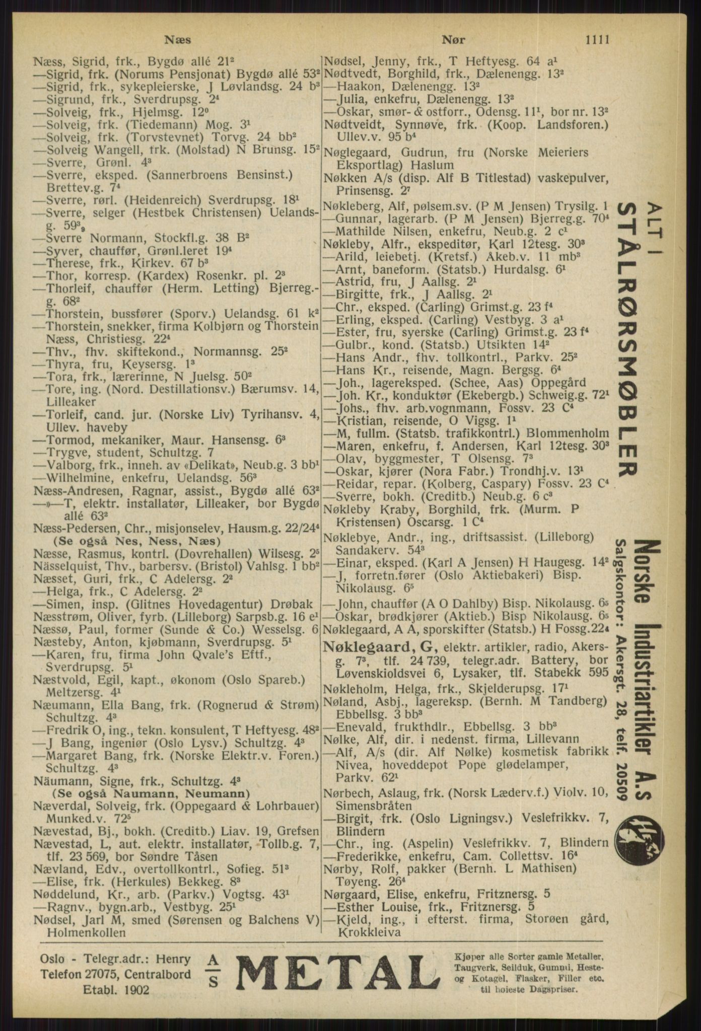 Kristiania/Oslo adressebok, PUBL/-, 1936, s. 1111