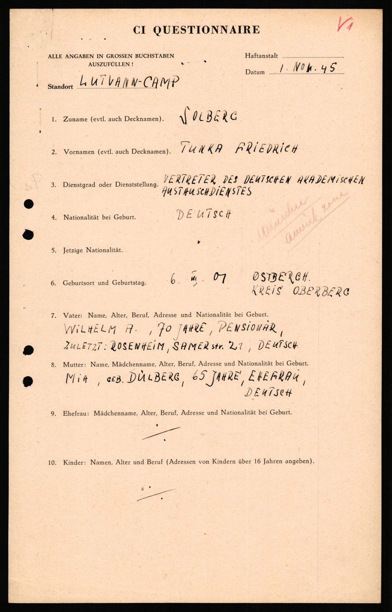 Forsvaret, Forsvarets overkommando II, AV/RA-RAFA-3915/D/Db/L0034: CI Questionaires. Tyske okkupasjonsstyrker i Norge. Tyskere., 1945-1946, s. 322