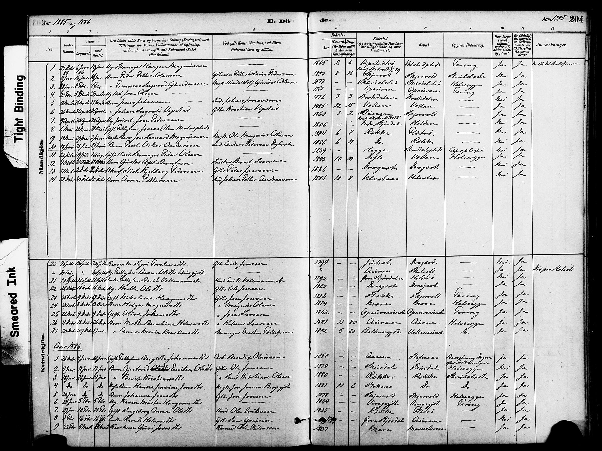 Ministerialprotokoller, klokkerbøker og fødselsregistre - Nord-Trøndelag, SAT/A-1458/712/L0100: Ministerialbok nr. 712A01, 1880-1900, s. 204