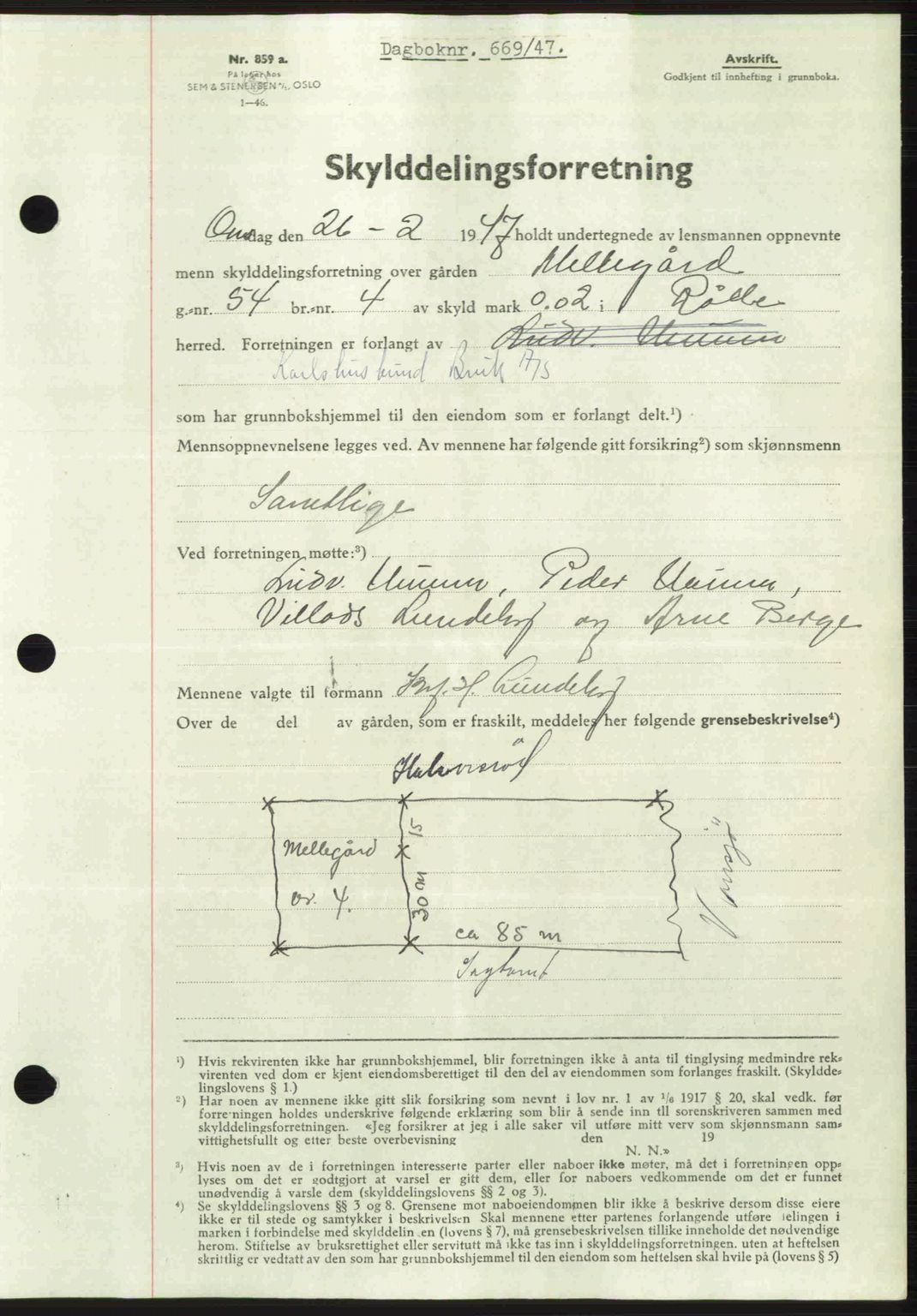 Moss sorenskriveri, SAO/A-10168: Pantebok nr. A17, 1947-1947, Dagboknr: 669/1947