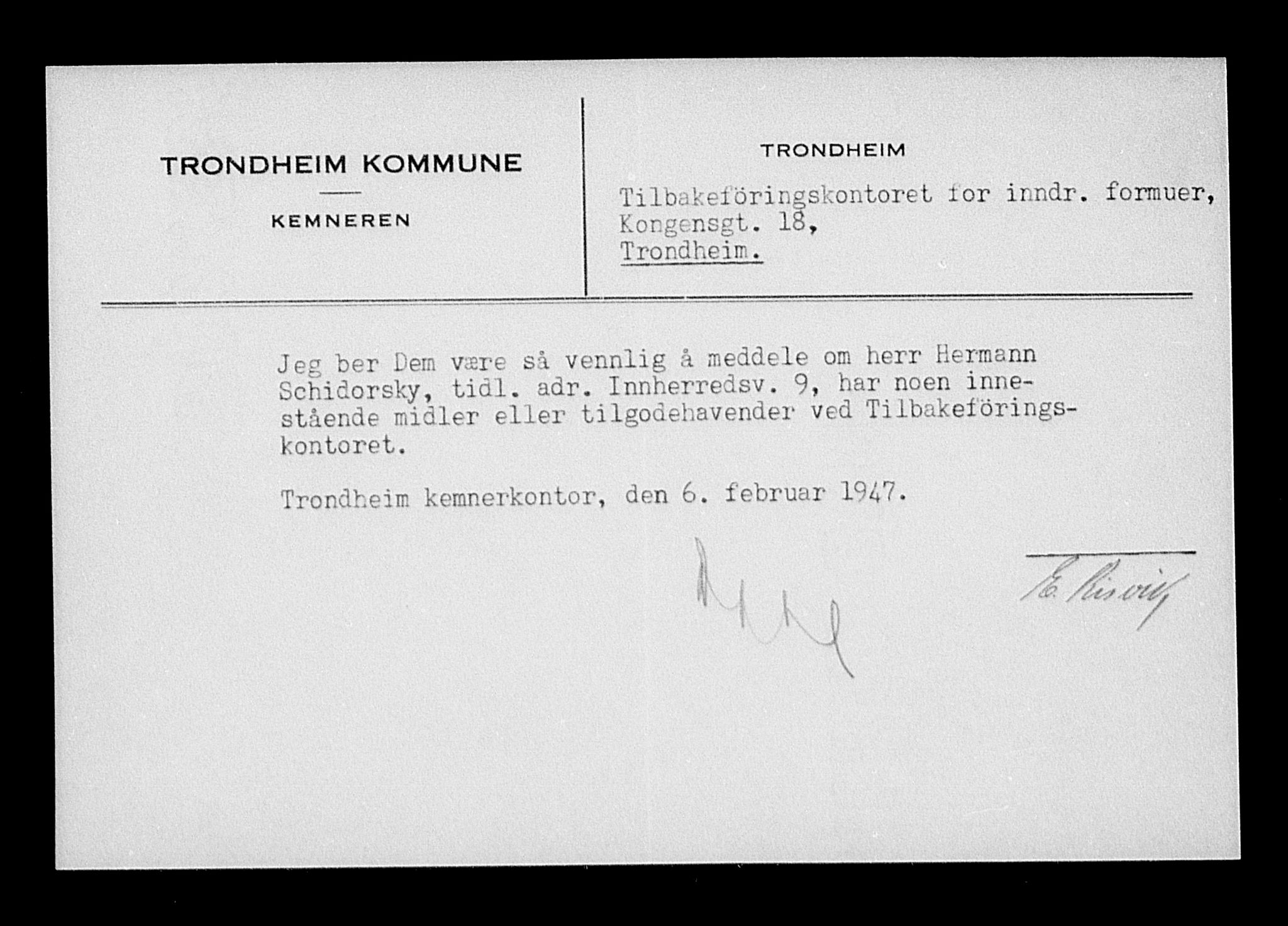 Justisdepartementet, Tilbakeføringskontoret for inndratte formuer, AV/RA-S-1564/H/Hc/Hca/L0908: --, 1945-1947, s. 171