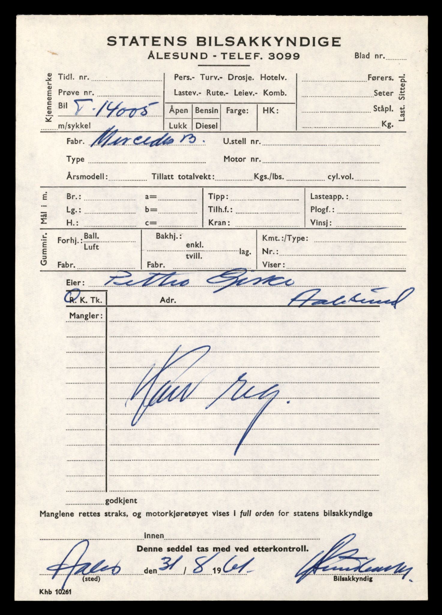 Møre og Romsdal vegkontor - Ålesund trafikkstasjon, AV/SAT-A-4099/F/Fe/L0042: Registreringskort for kjøretøy T 13906 - T 14079, 1927-1998, s. 1375