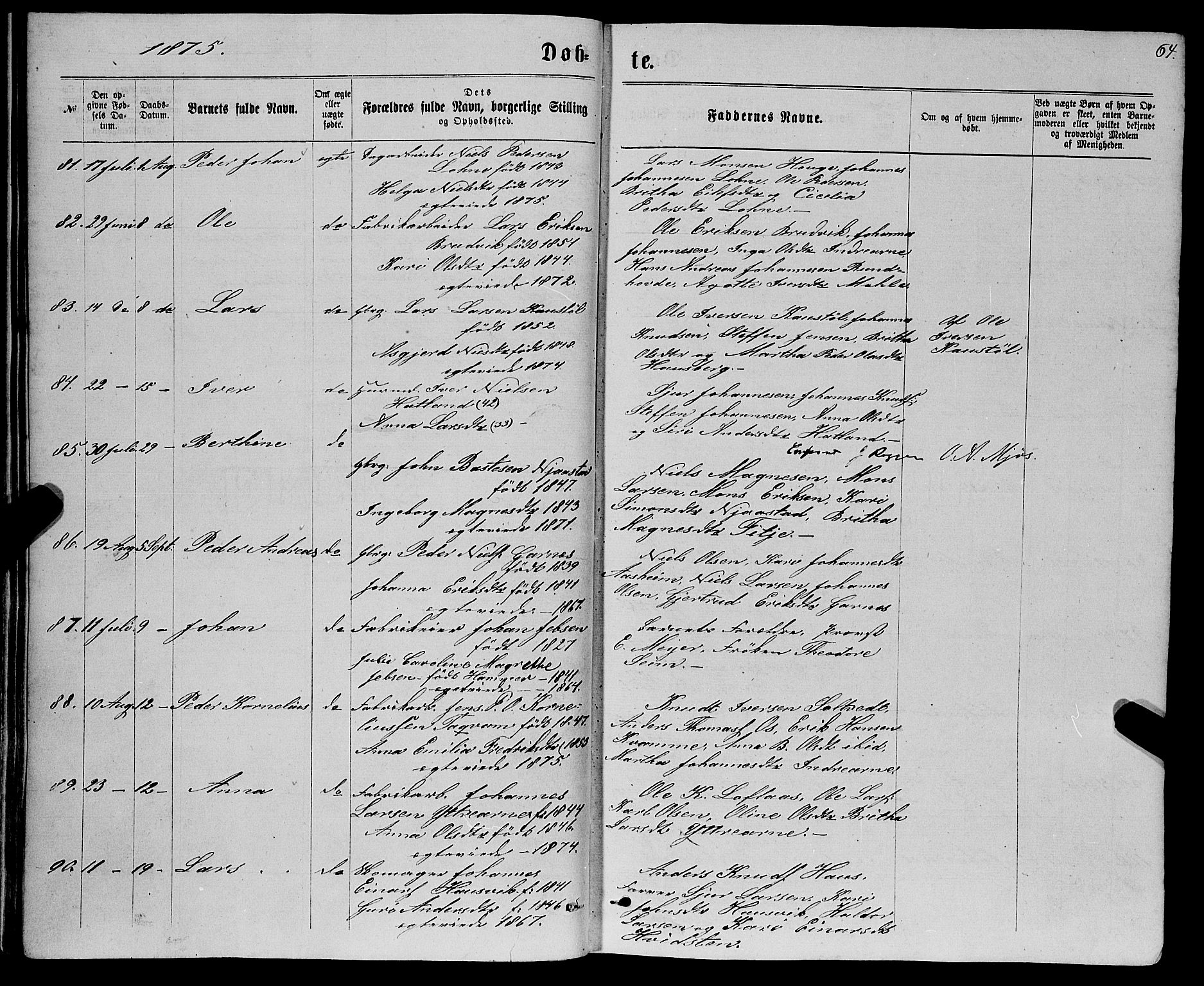 Haus sokneprestembete, SAB/A-75601/H/Haa: Ministerialbok nr. A 18, 1871-1877, s. 64