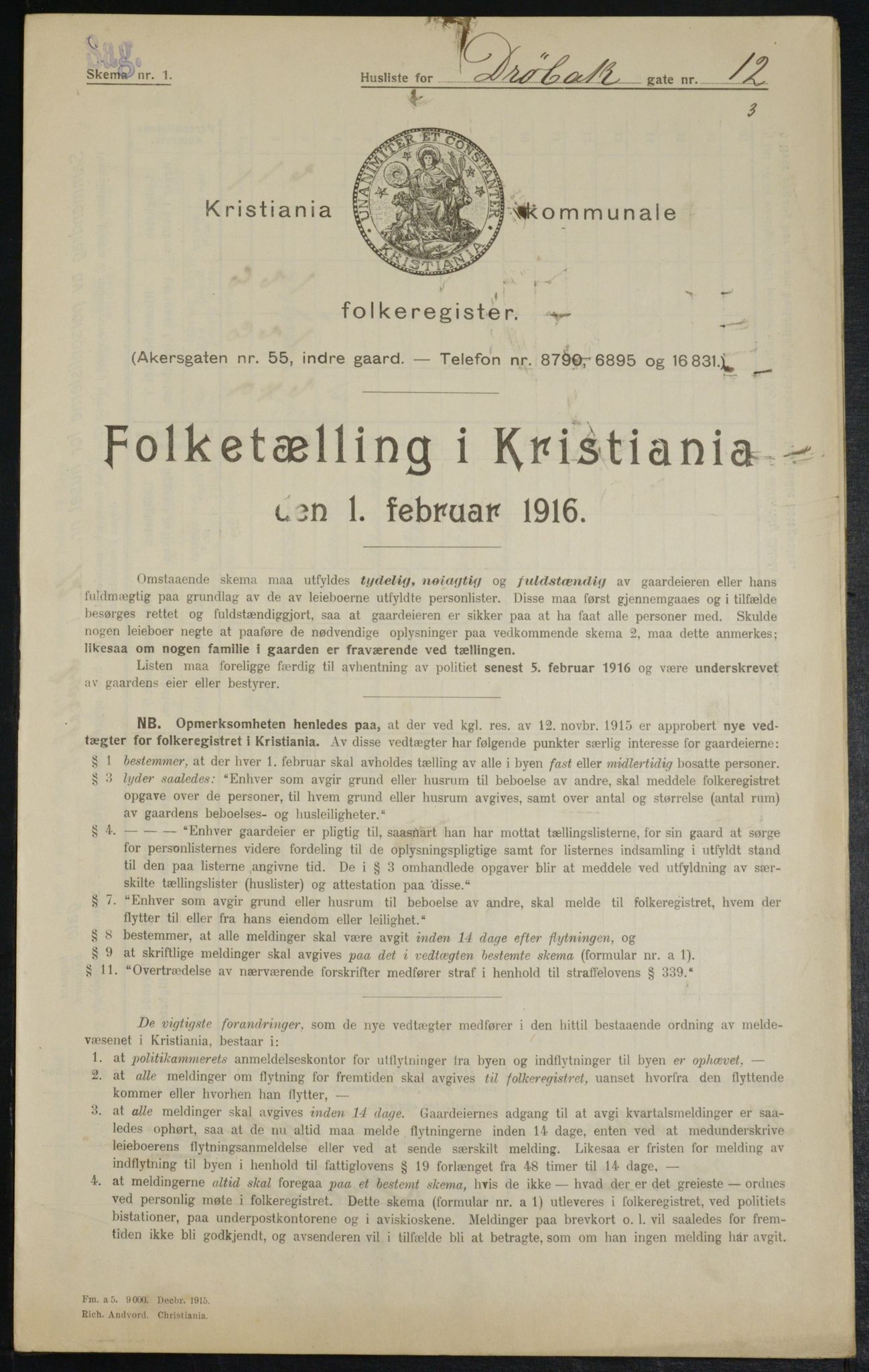 OBA, Kommunal folketelling 1.2.1916 for Kristiania, 1916, s. 17496