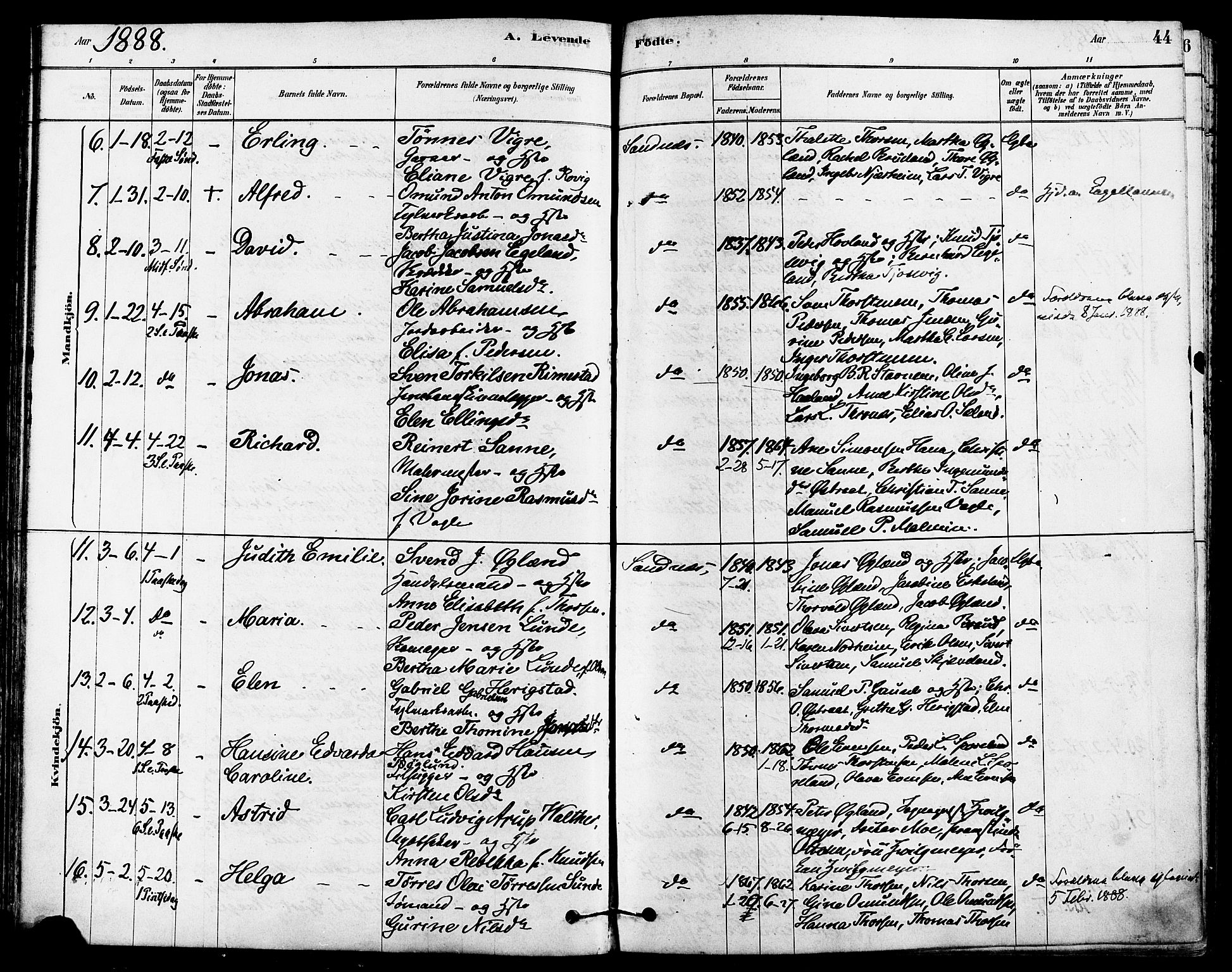 Høyland sokneprestkontor, AV/SAST-A-101799/001/30BA/L0012: Ministerialbok nr. A 11, 1878-1889, s. 44