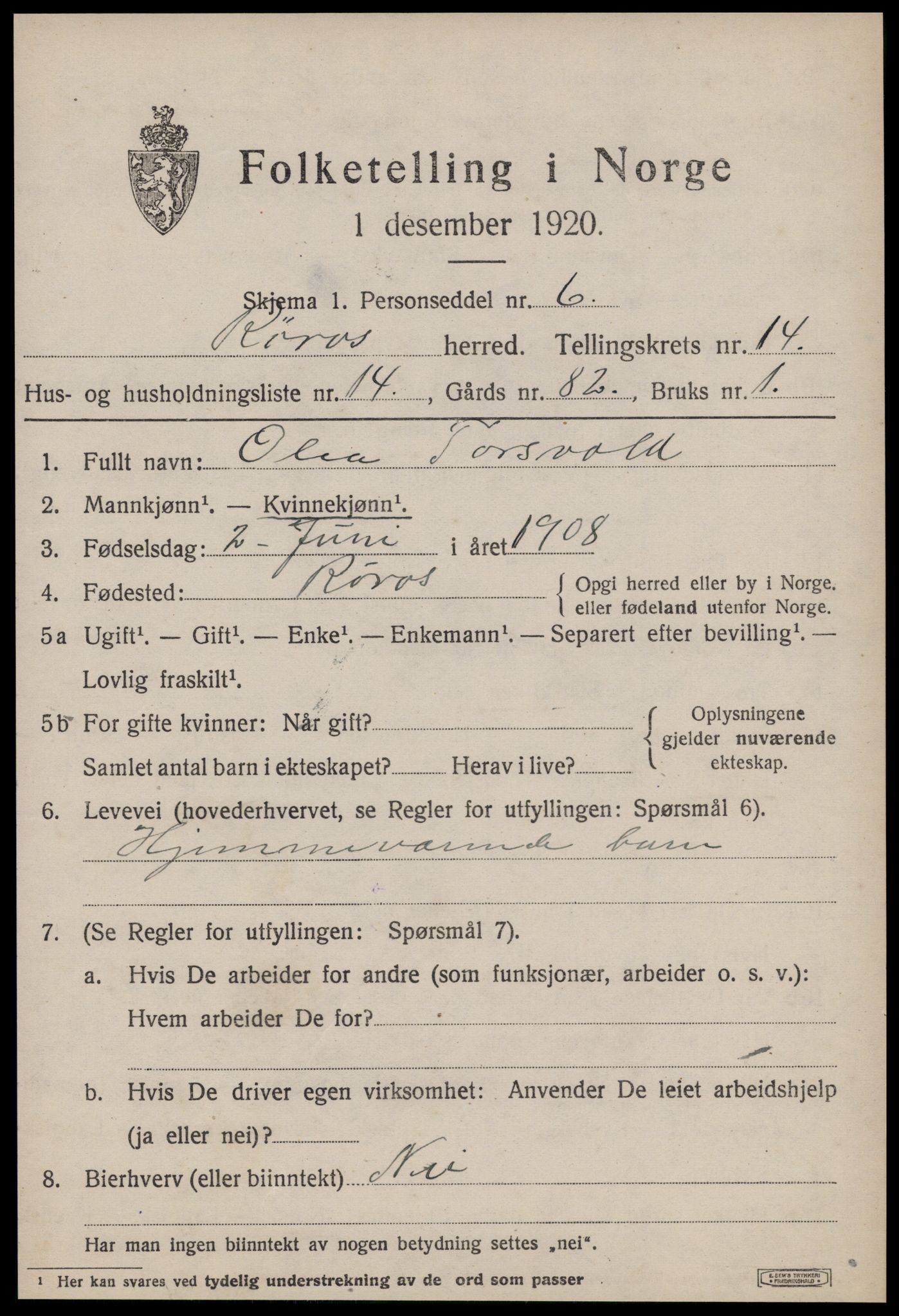 SAT, Folketelling 1920 for 1640 Røros herred, 1920, s. 9840