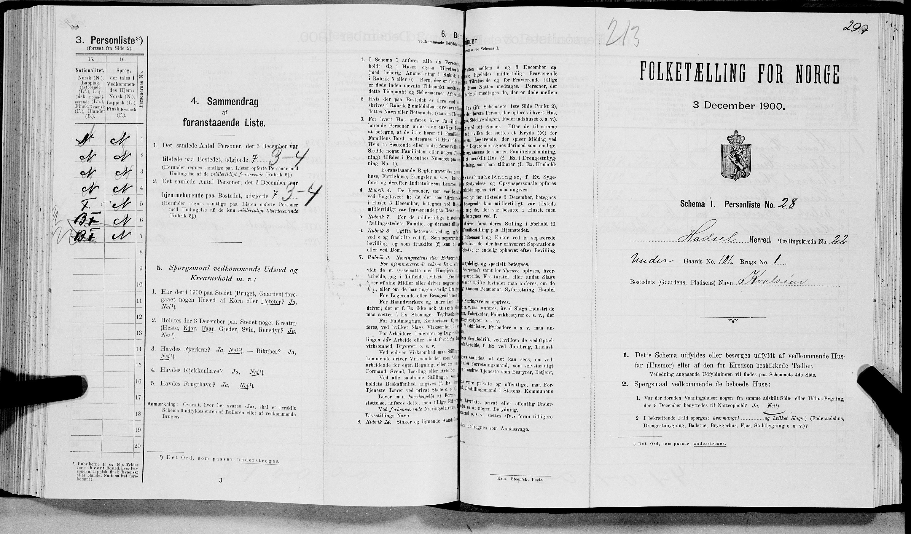 SAT, Folketelling 1900 for 1866 Hadsel herred, 1900, s. 2192