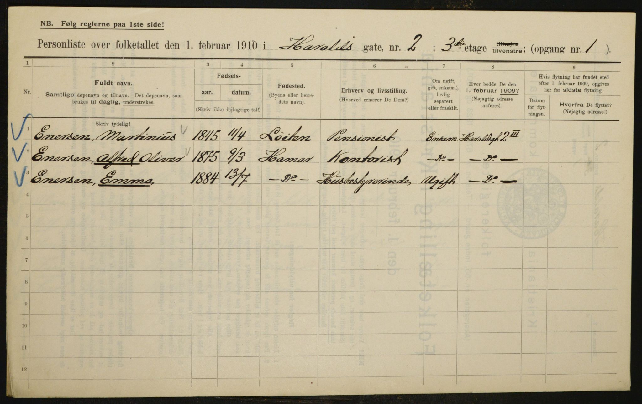 OBA, Kommunal folketelling 1.2.1910 for Kristiania, 1910, s. 32865