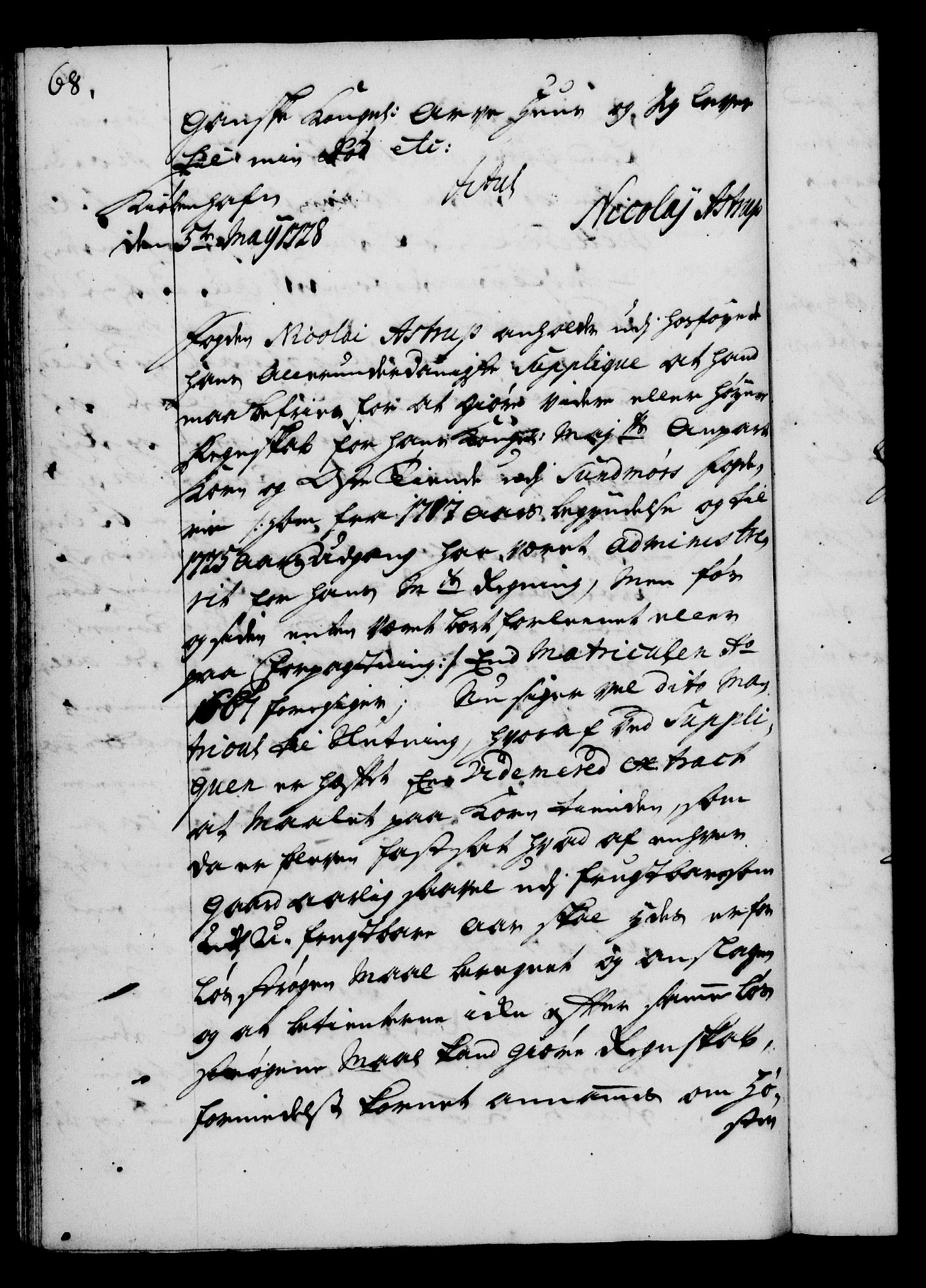 Rentekammeret, Kammerkanselliet, RA/EA-3111/G/Gg/Gga/L0003: Norsk ekspedisjonsprotokoll med register (merket RK 53.3), 1727-1734, s. 68