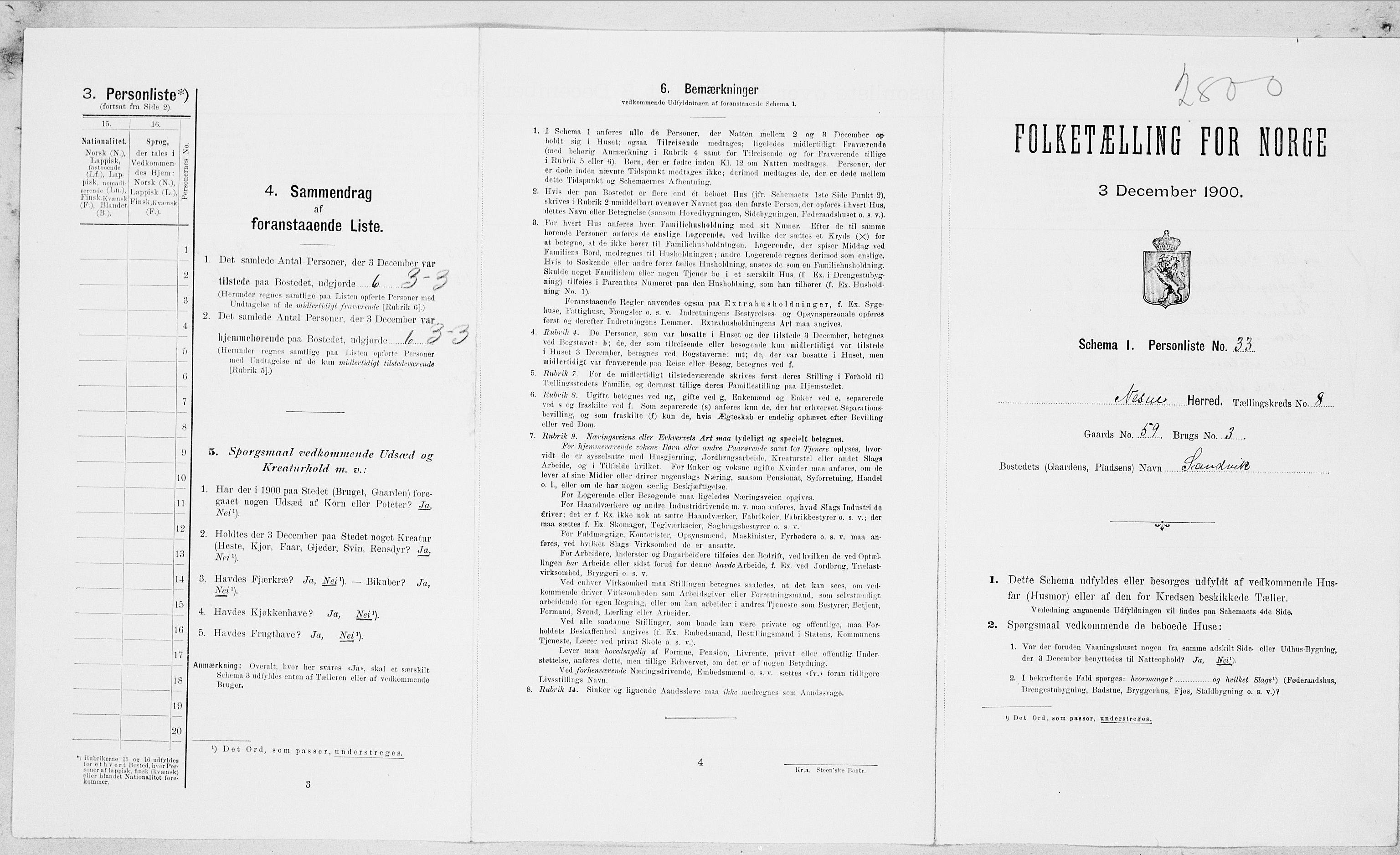 SAT, Folketelling 1900 for 1828 Nesna herred, 1900, s. 736