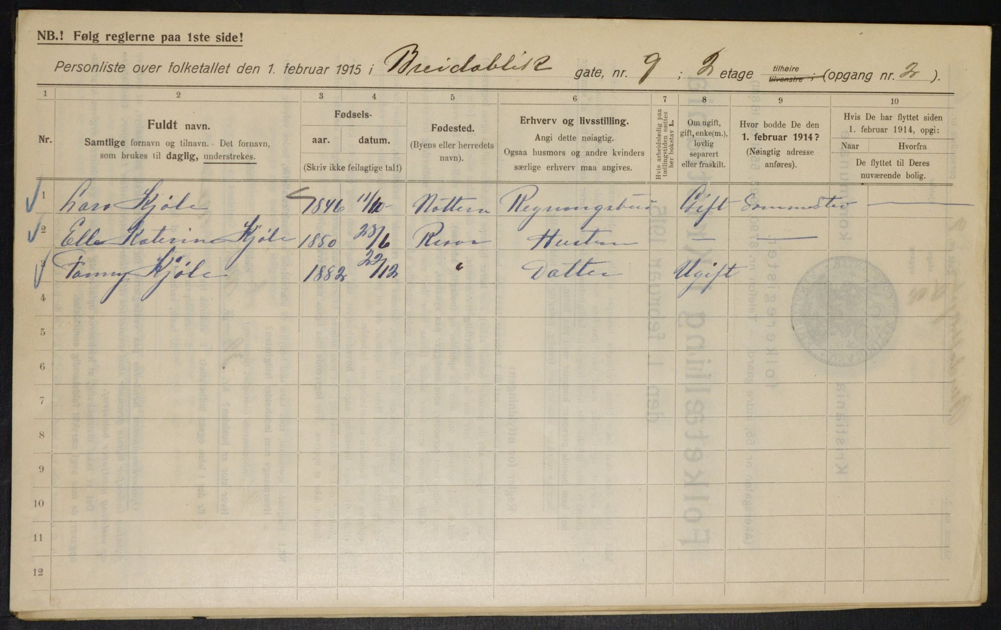 OBA, Kommunal folketelling 1.2.1915 for Kristiania, 1915, s. 8023