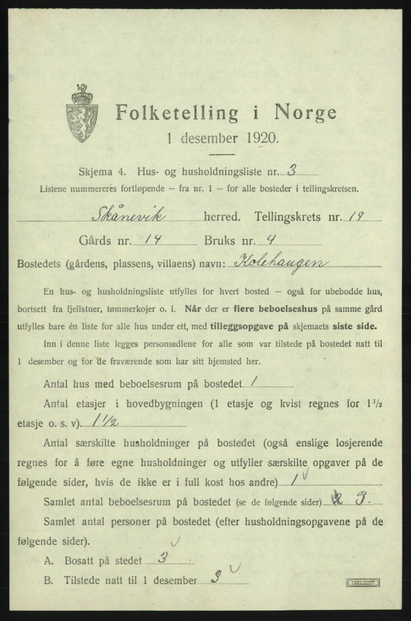 SAB, Folketelling 1920 for 1212 Skånevik herred, 1920, s. 1840