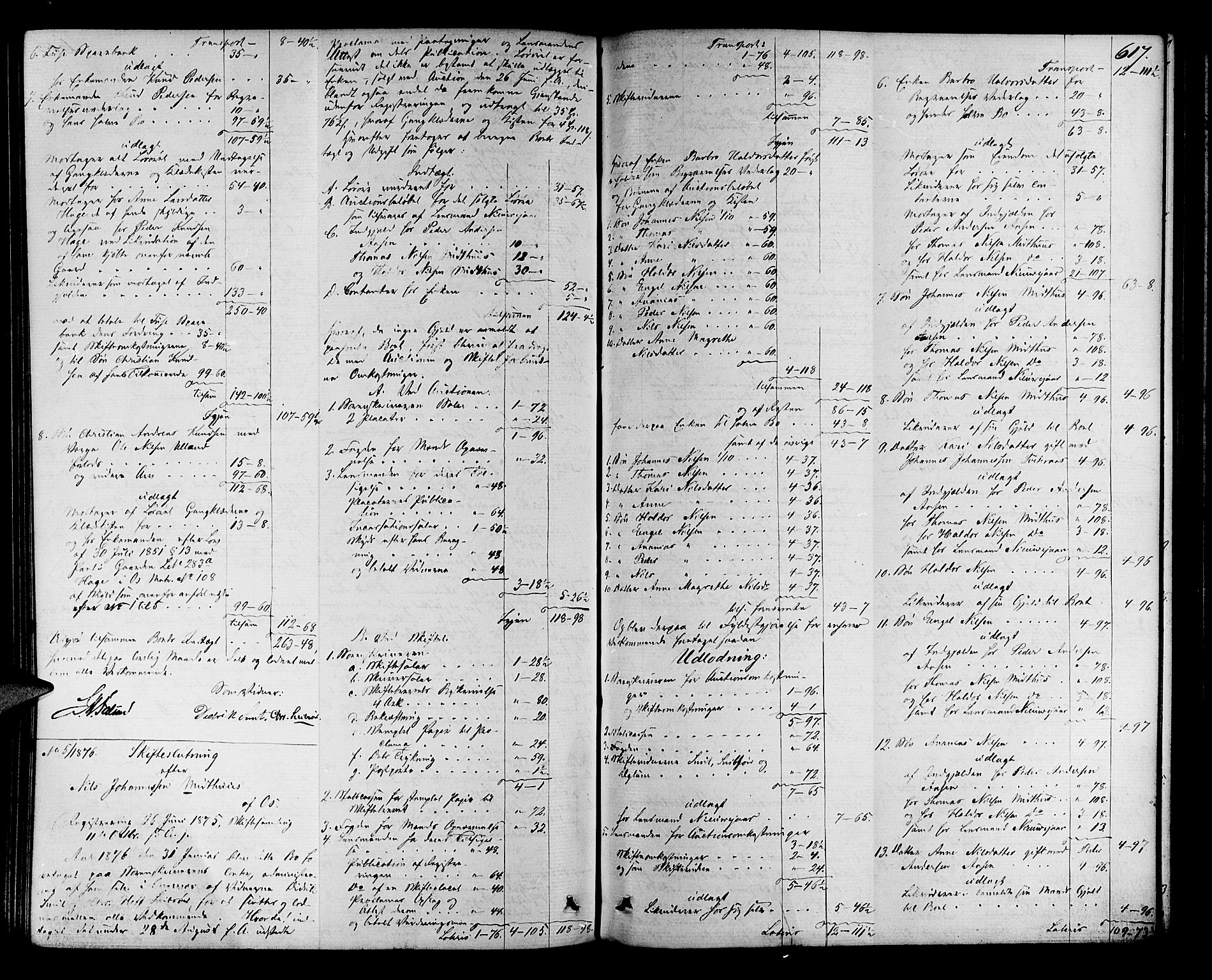 Midhordland sorenskriveri, AV/SAB-A-3001/1/H/Hd/L0004: Skifteutlodningsprotokoll, 1863-1878, s. 616b-617a