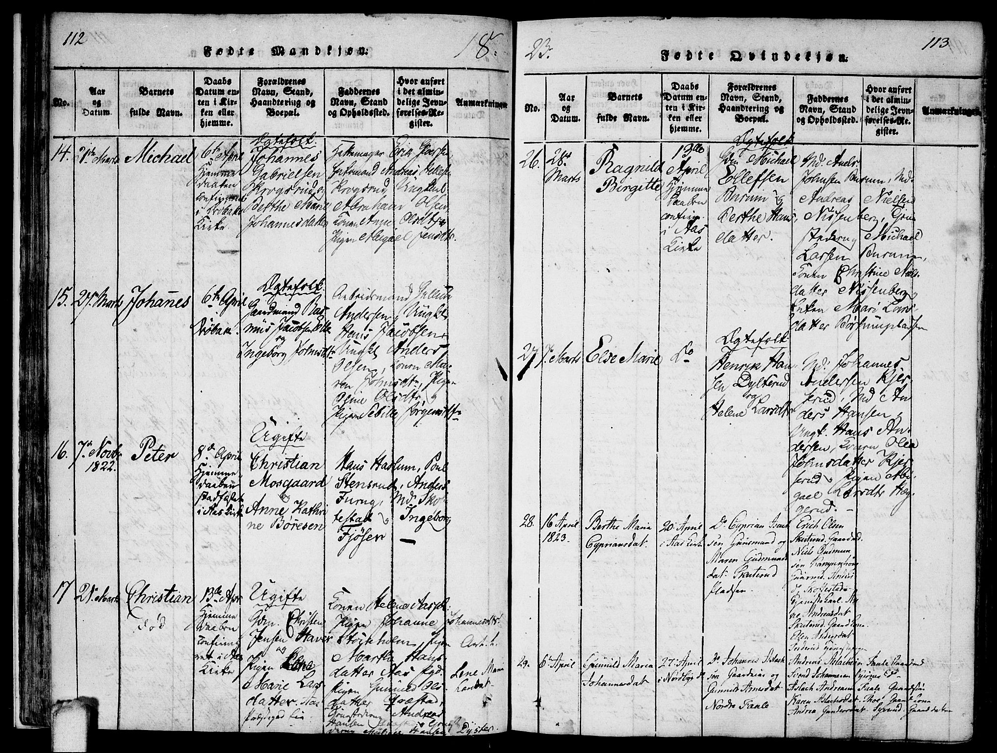 Ås prestekontor Kirkebøker, AV/SAO-A-10894/F/Fa/L0004: Ministerialbok nr. I 4, 1818-1826, s. 112-113