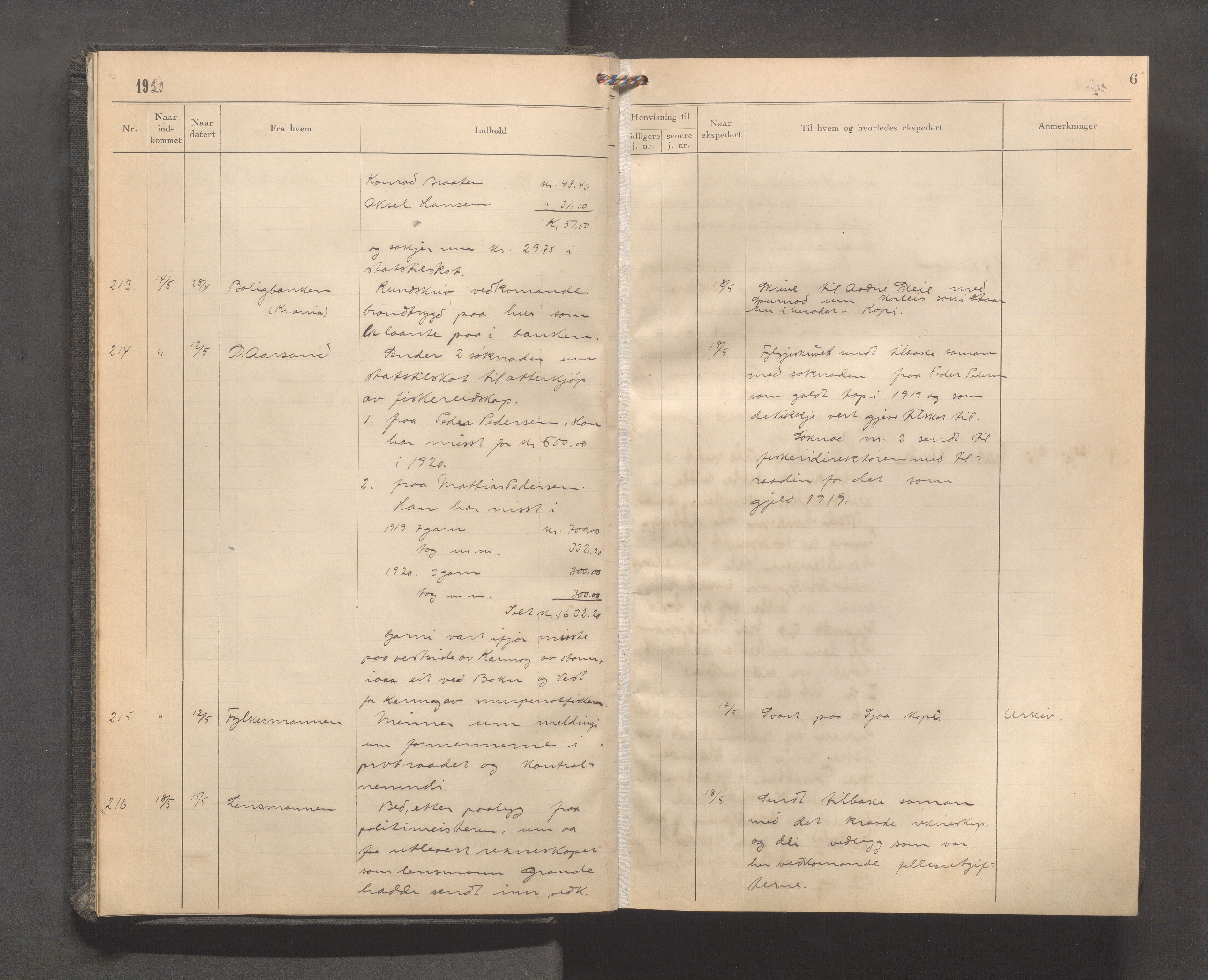 Avaldsnes kommune - Formannskapet, IKAR/K-101651/C/Ca/L0007: Journal, 1920-1921, s. 6