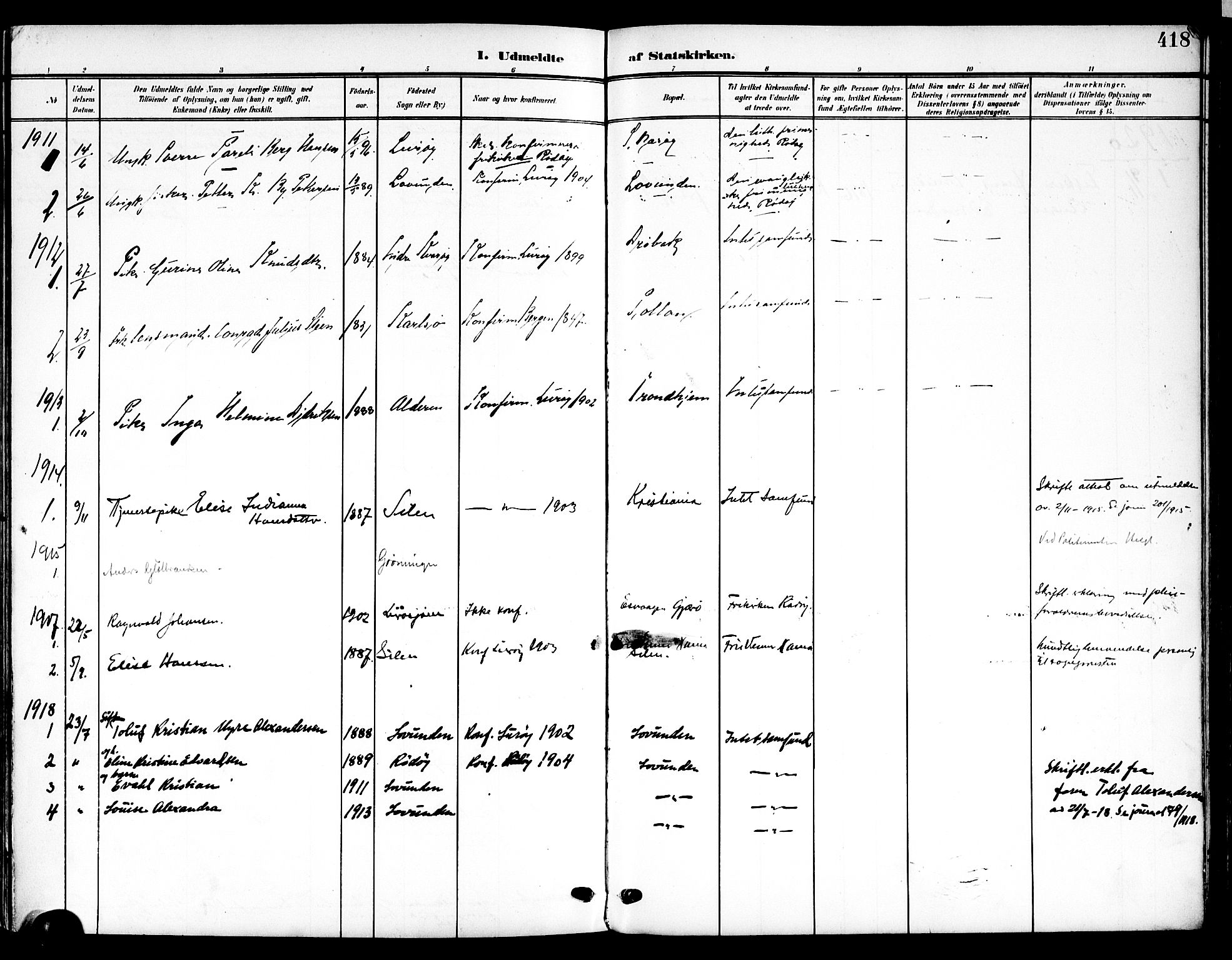 Ministerialprotokoller, klokkerbøker og fødselsregistre - Nordland, SAT/A-1459/839/L0569: Ministerialbok nr. 839A06, 1903-1922, s. 418