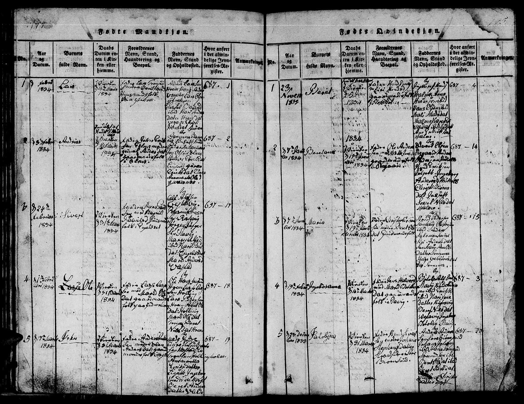 Ministerialprotokoller, klokkerbøker og fødselsregistre - Møre og Romsdal, AV/SAT-A-1454/565/L0752: Klokkerbok nr. 565C01, 1817-1844, s. 144-145