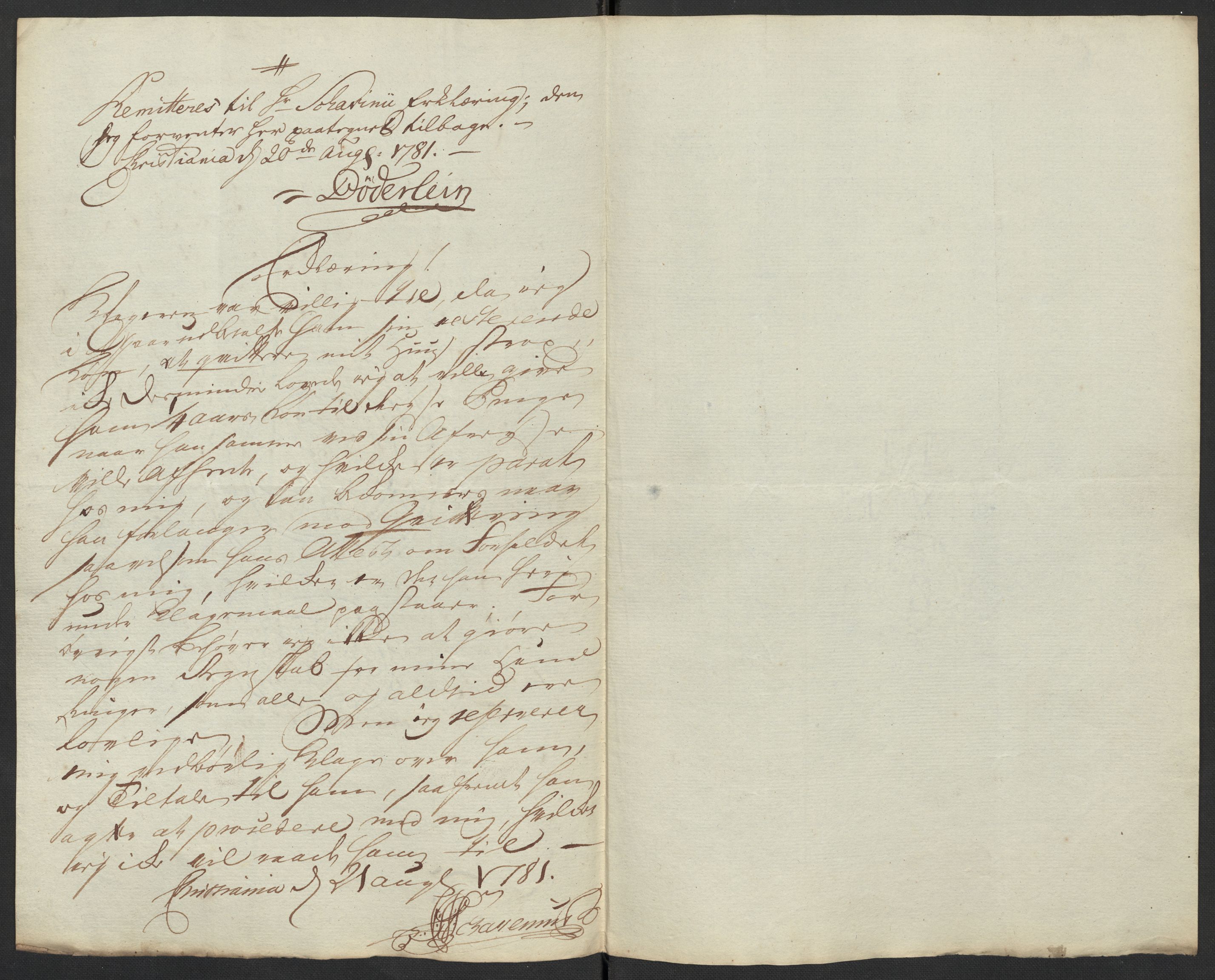 Oslo politidistrikt, AV/SAO-A-10085/D/Da/L0003: Innkomne brev, pro memoria m.v., 1781, s. 175