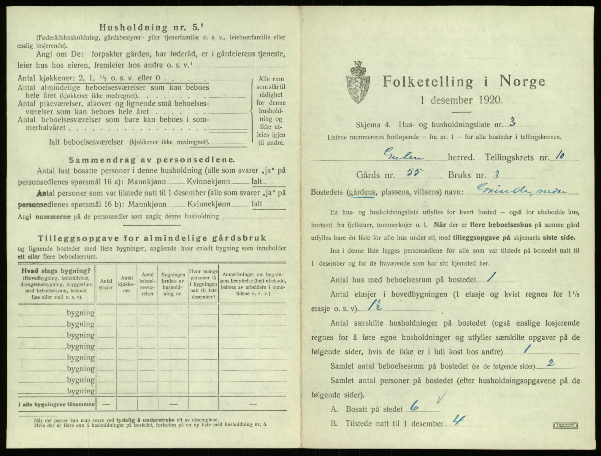 SAB, Folketelling 1920 for 1411 Gulen herred, 1920, s. 623