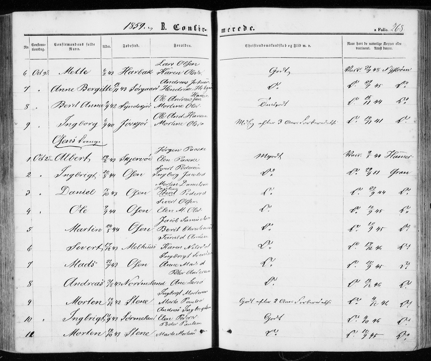 Ministerialprotokoller, klokkerbøker og fødselsregistre - Sør-Trøndelag, AV/SAT-A-1456/657/L0705: Ministerialbok nr. 657A06, 1858-1867, s. 268
