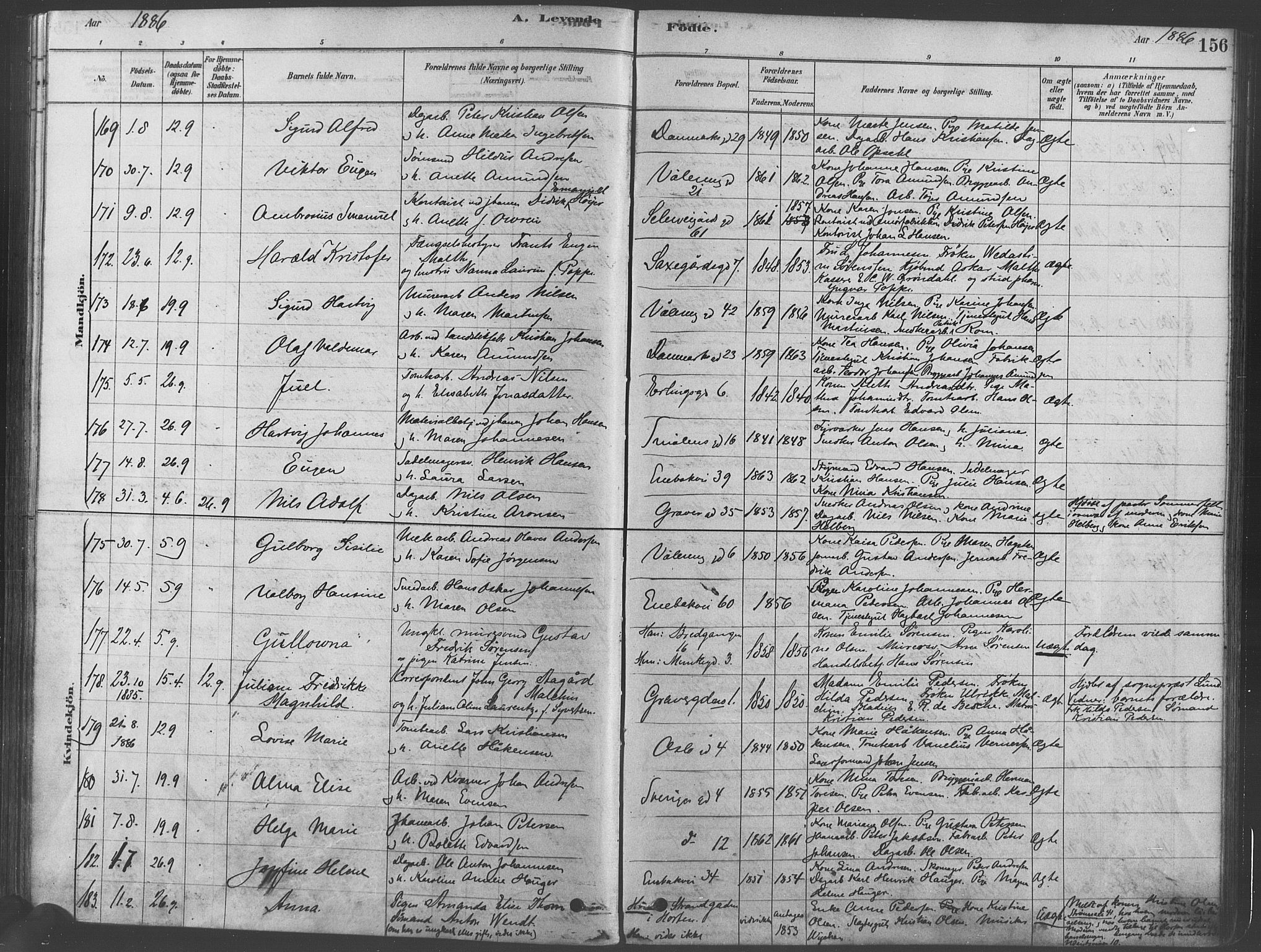 Gamlebyen prestekontor Kirkebøker, AV/SAO-A-10884/F/Fa/L0005: Ministerialbok nr. 5, 1878-1889, s. 156