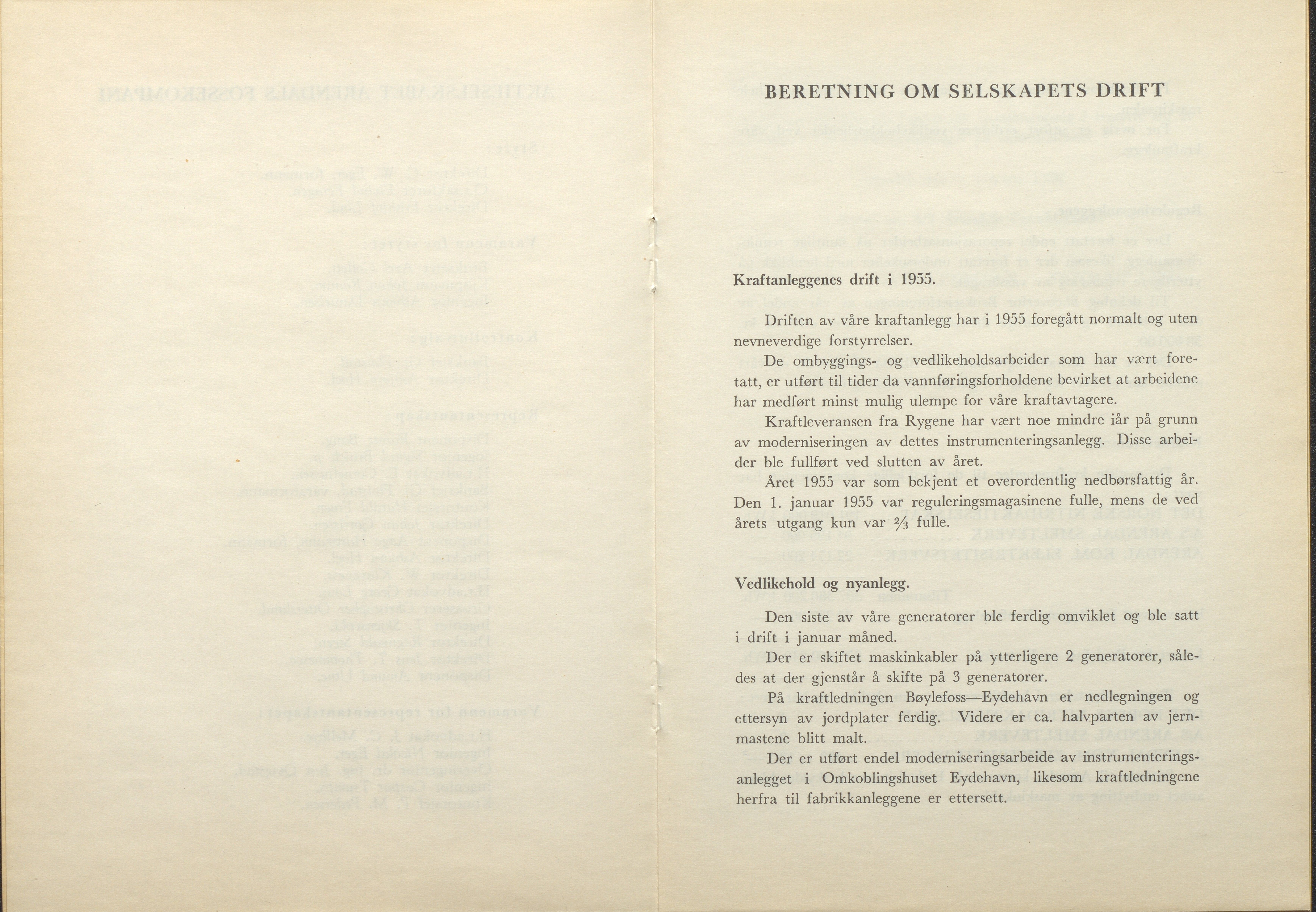 Arendals Fossekompani, AAKS/PA-2413/X/X01/L0001/0012: Beretninger, regnskap, balansekonto, gevinst- og tapskonto / Beretning, regnskap 1945 - 1962, 1945-1962, s. 63