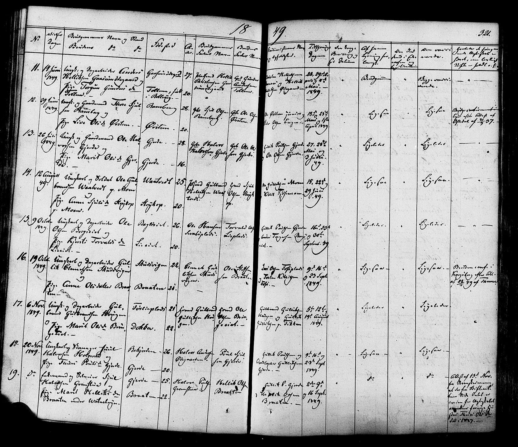 Flesberg kirkebøker, AV/SAKO-A-18/F/Fa/L0006: Ministerialbok nr. I 6, 1834-1860, s. 321