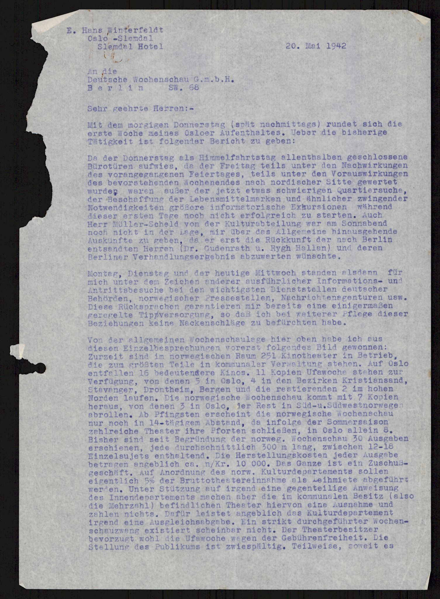 Tyske arkiver, Reichskommissariat, AV/RA-RAFA-2174/E/Ei/L0002/0004: Dokumentsamling / Dokumenter etter Hans Winterfeldt, Deutsche Wochenschau , 1942-1944, s. 746