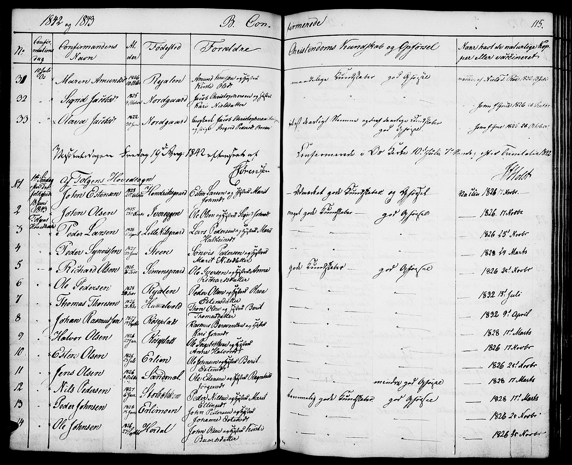 Tolga prestekontor, AV/SAH-PREST-062/K/L0005: Ministerialbok nr. 5, 1836-1852, s. 115
