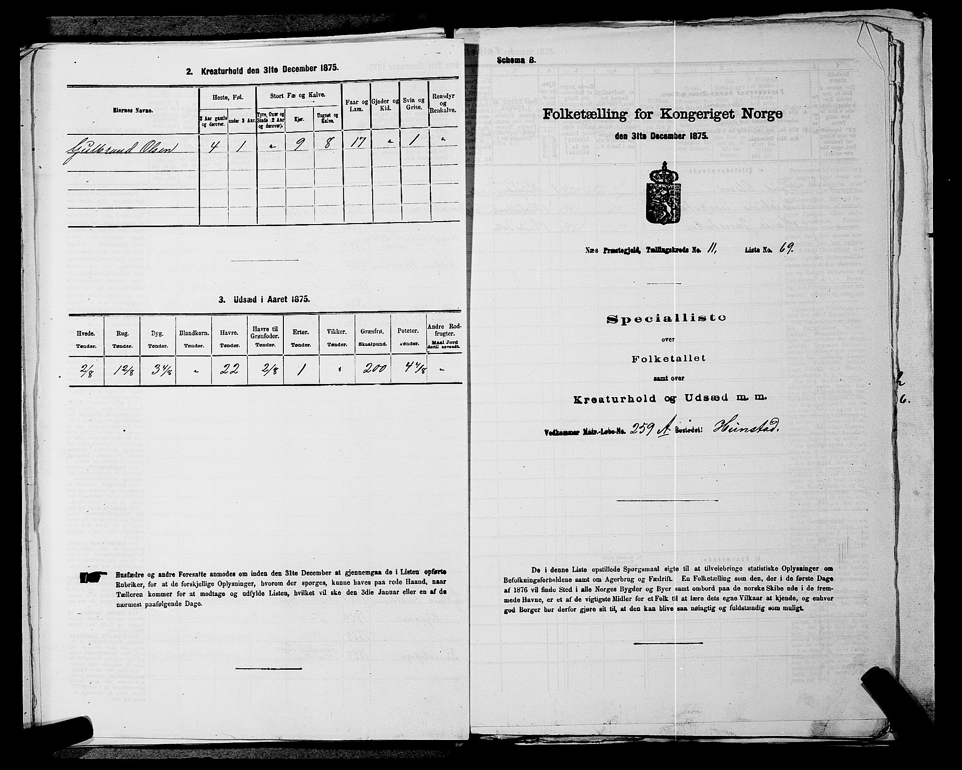 RA, Folketelling 1875 for 0236P Nes prestegjeld, 1875, s. 2027