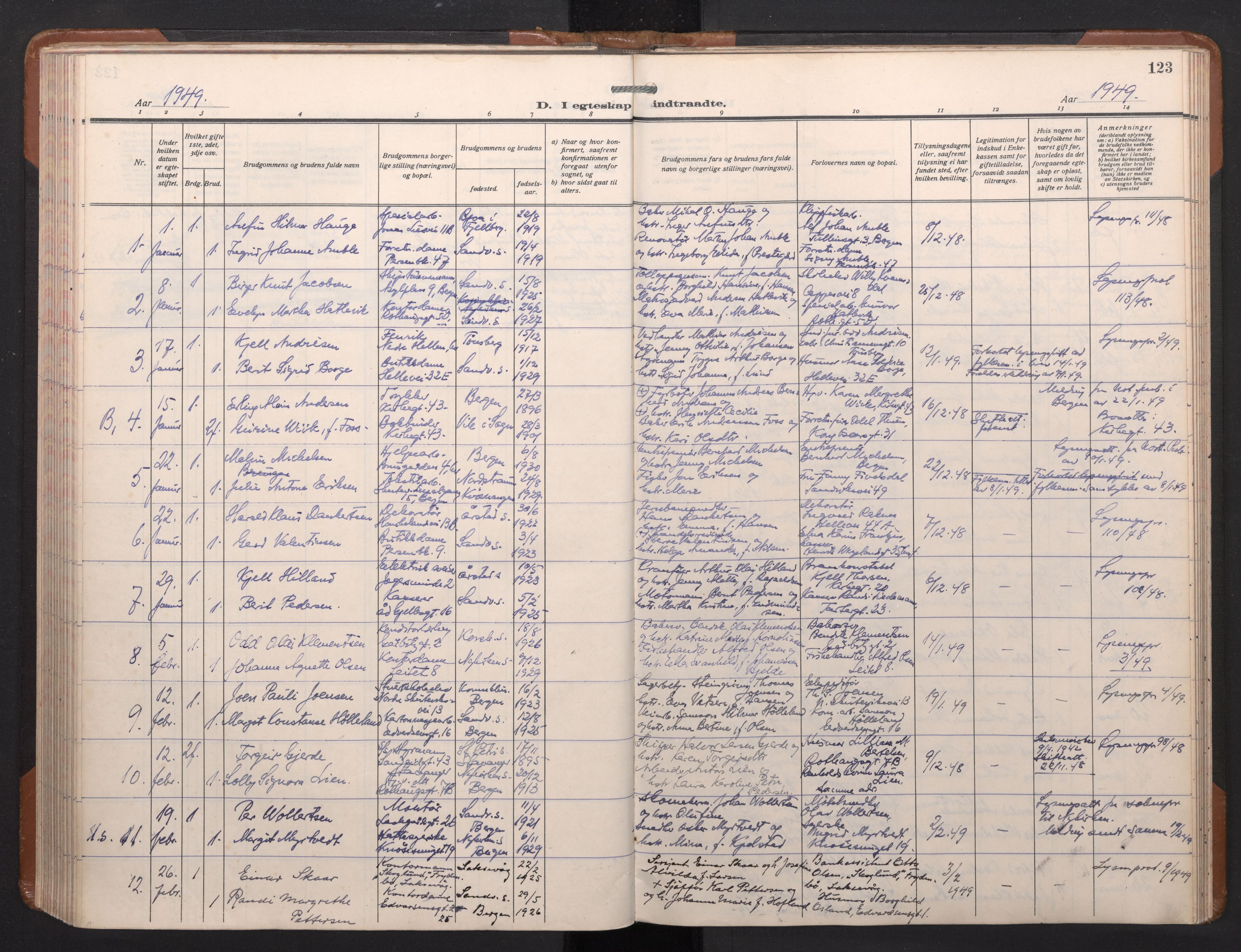 Sandviken Sokneprestembete, SAB/A-77601/H/Ha/L0017: Ministerialbok nr. D 4, 1940-1954, s. 123