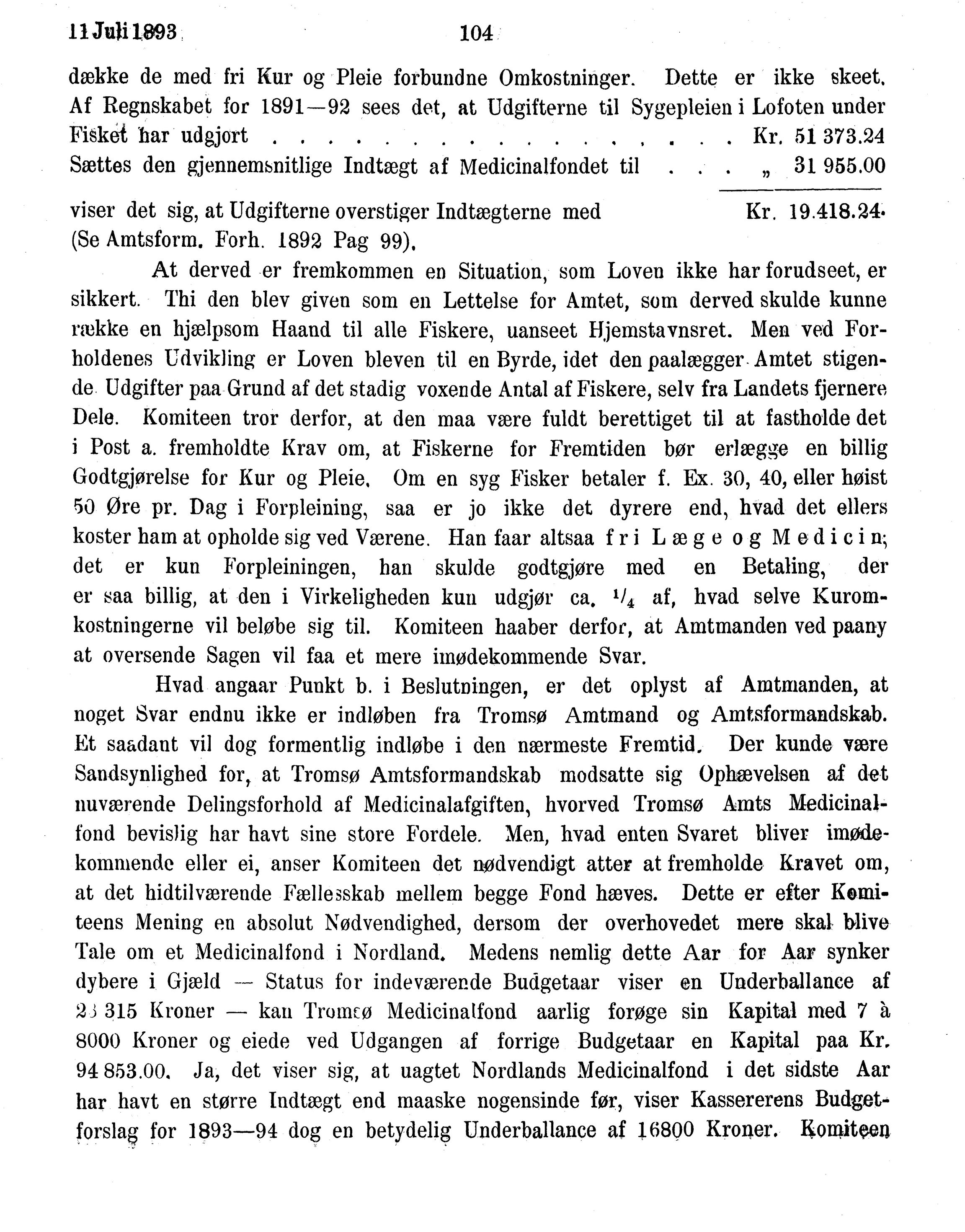 Nordland Fylkeskommune. Fylkestinget, AIN/NFK-17/176/A/Ac/L0016: Fylkestingsforhandlinger 1891-1893, 1891-1893