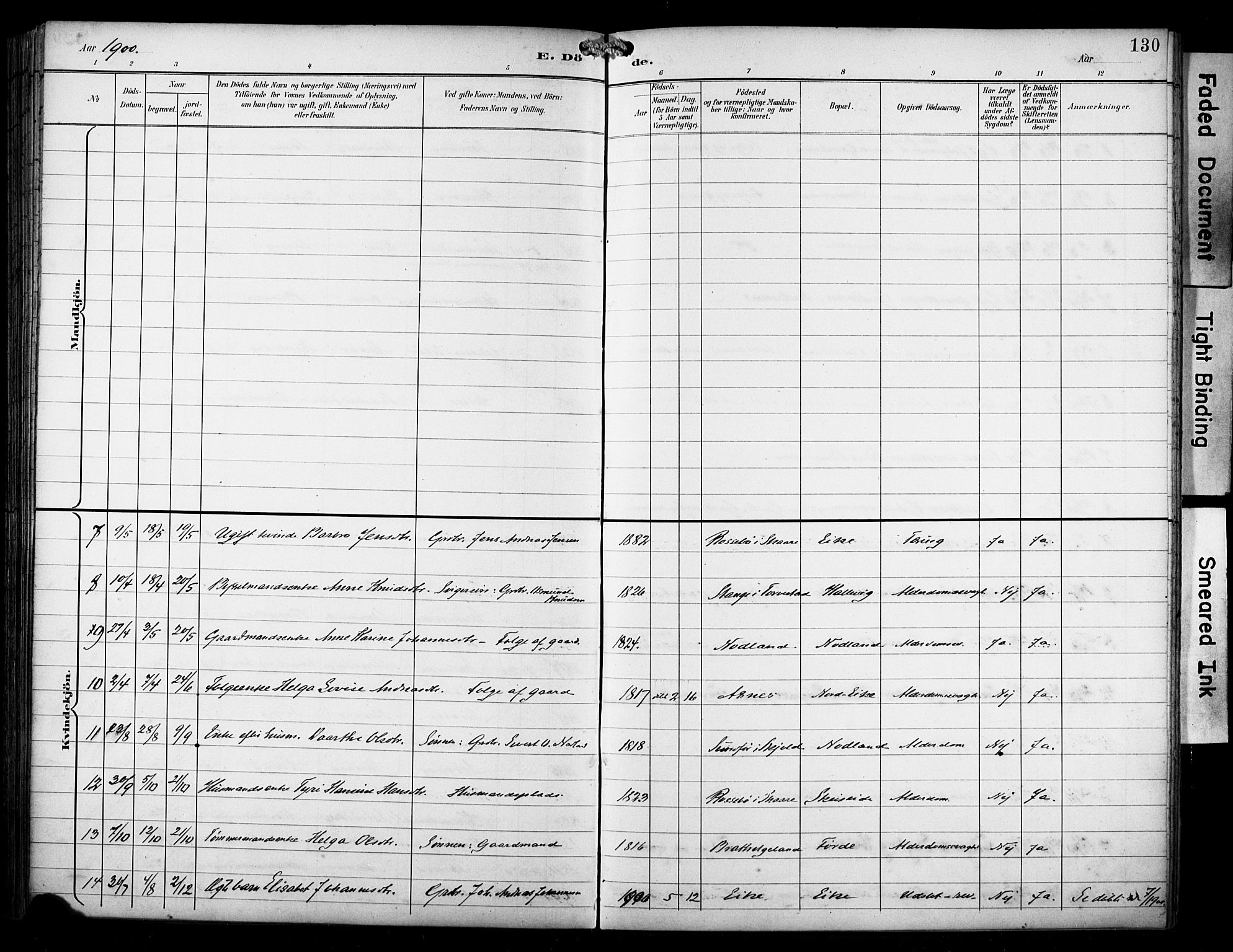 Avaldsnes sokneprestkontor, SAST/A -101851/H/Ha/Haa/L0016: Ministerialbok nr. A 16, 1893-1918, s. 130