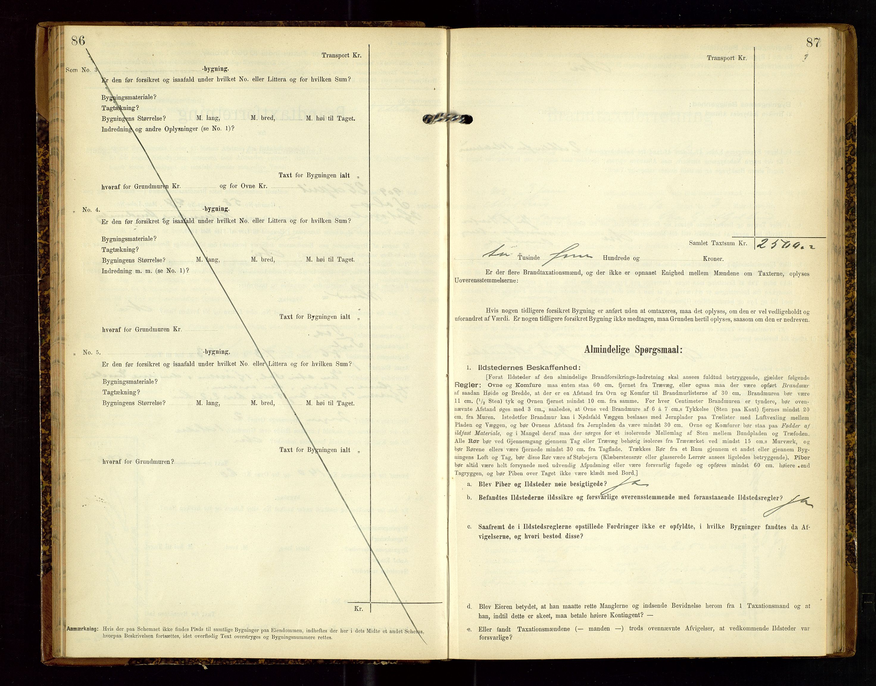 Hjelmeland lensmannskontor, SAST/A-100439/Gob/L0002: "Brandtaxationsprotokol", 1904-1920, s. 86-87