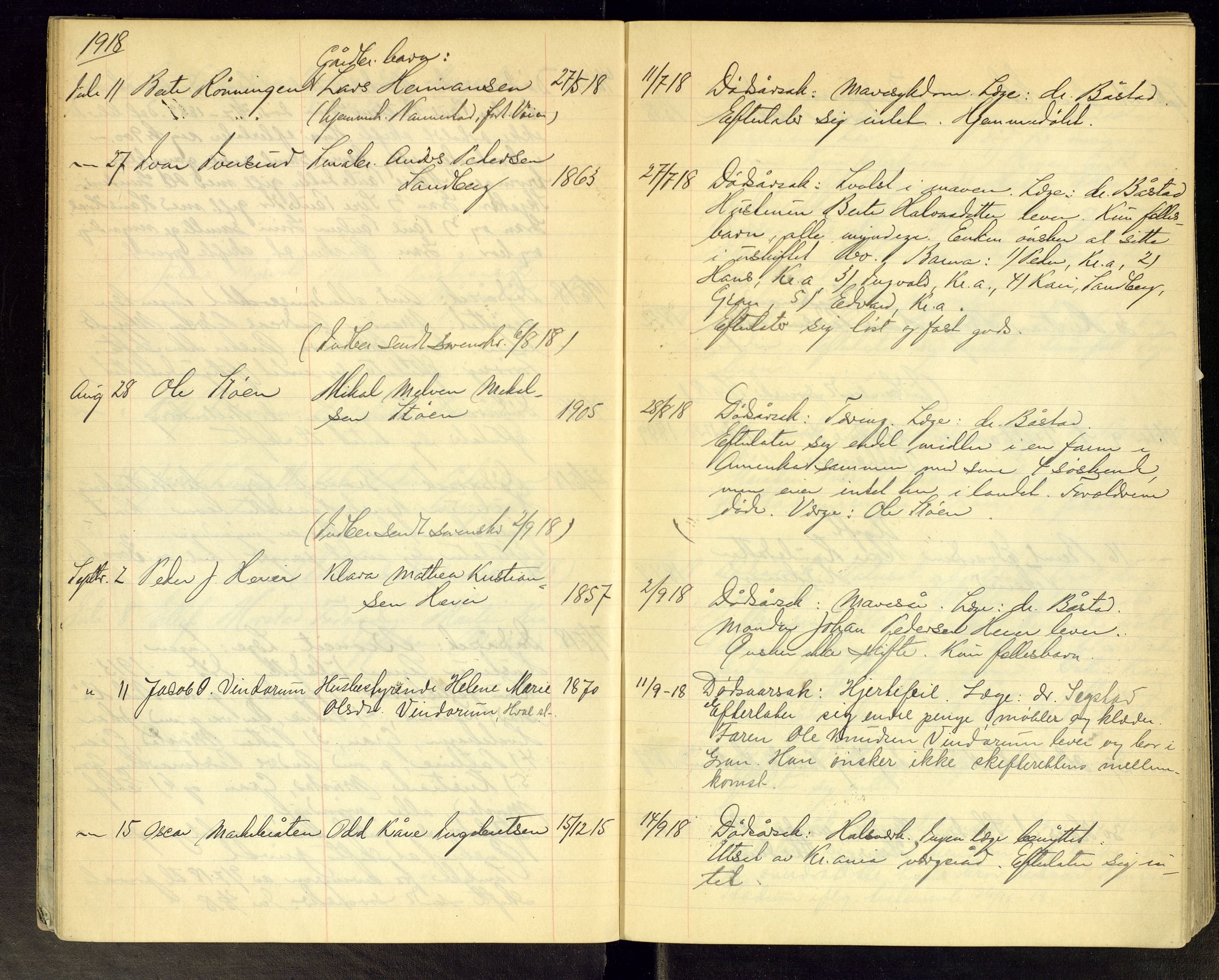 Gran lensmannskontor, AV/SAH-LOG-010/H/Ha/L0003: Dødsfallsprotokoll, 1917-1930
