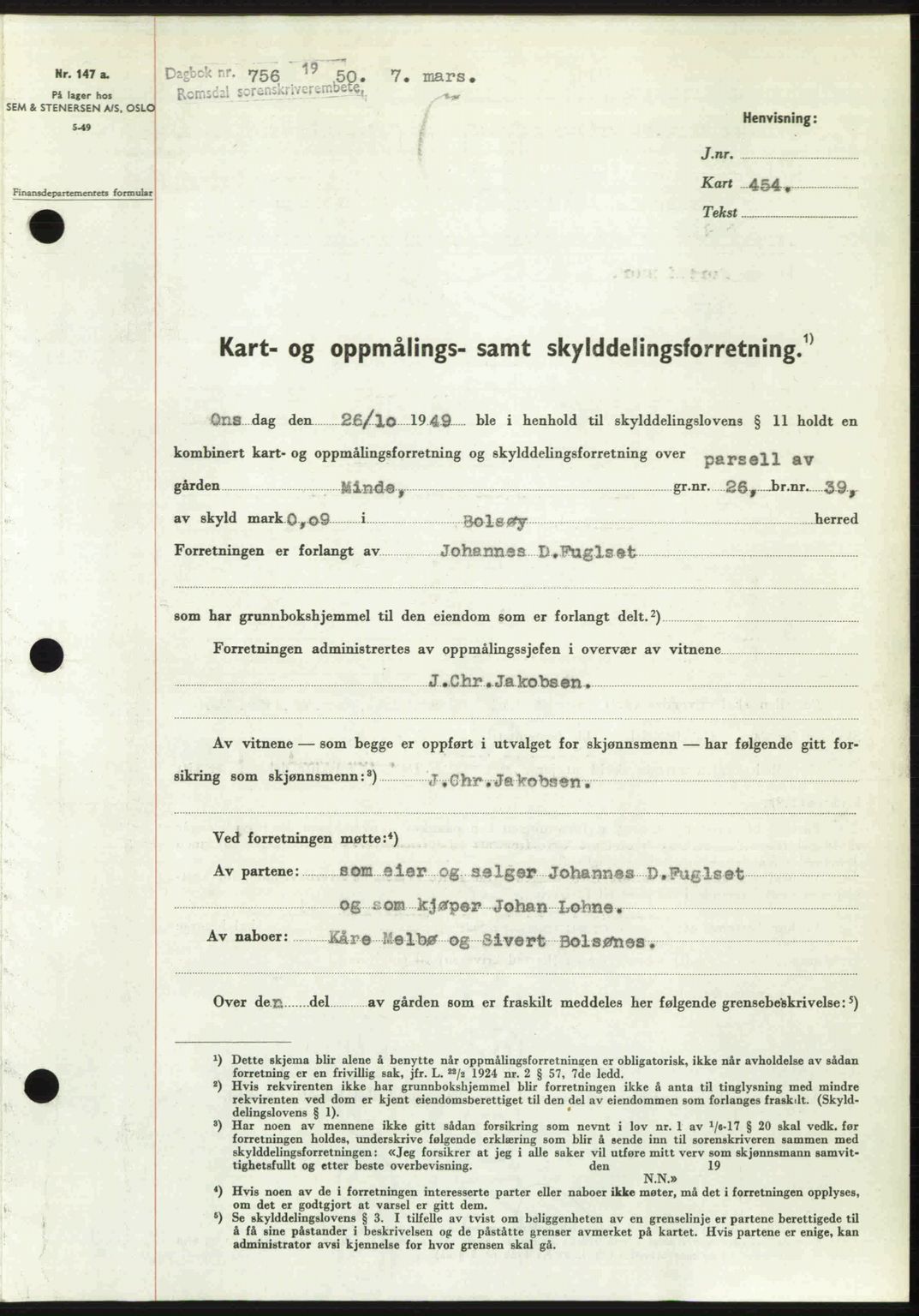 Romsdal sorenskriveri, SAT/A-4149/1/2/2C: Pantebok nr. A32, 1950-1950, Dagboknr: 756/1950