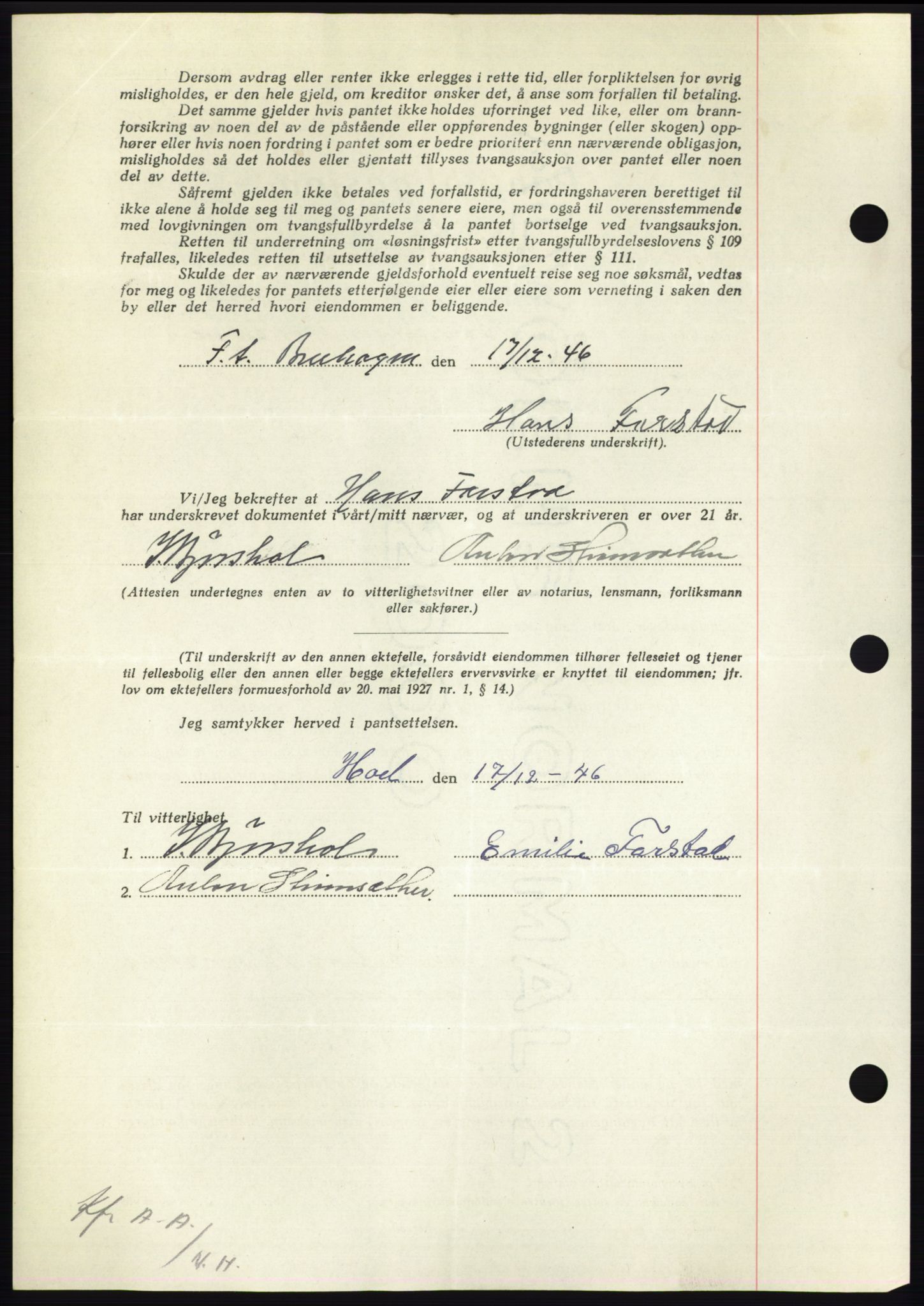 Nordmøre sorenskriveri, AV/SAT-A-4132/1/2/2Ca: Pantebok nr. B95, 1946-1947, Dagboknr: 275/1947