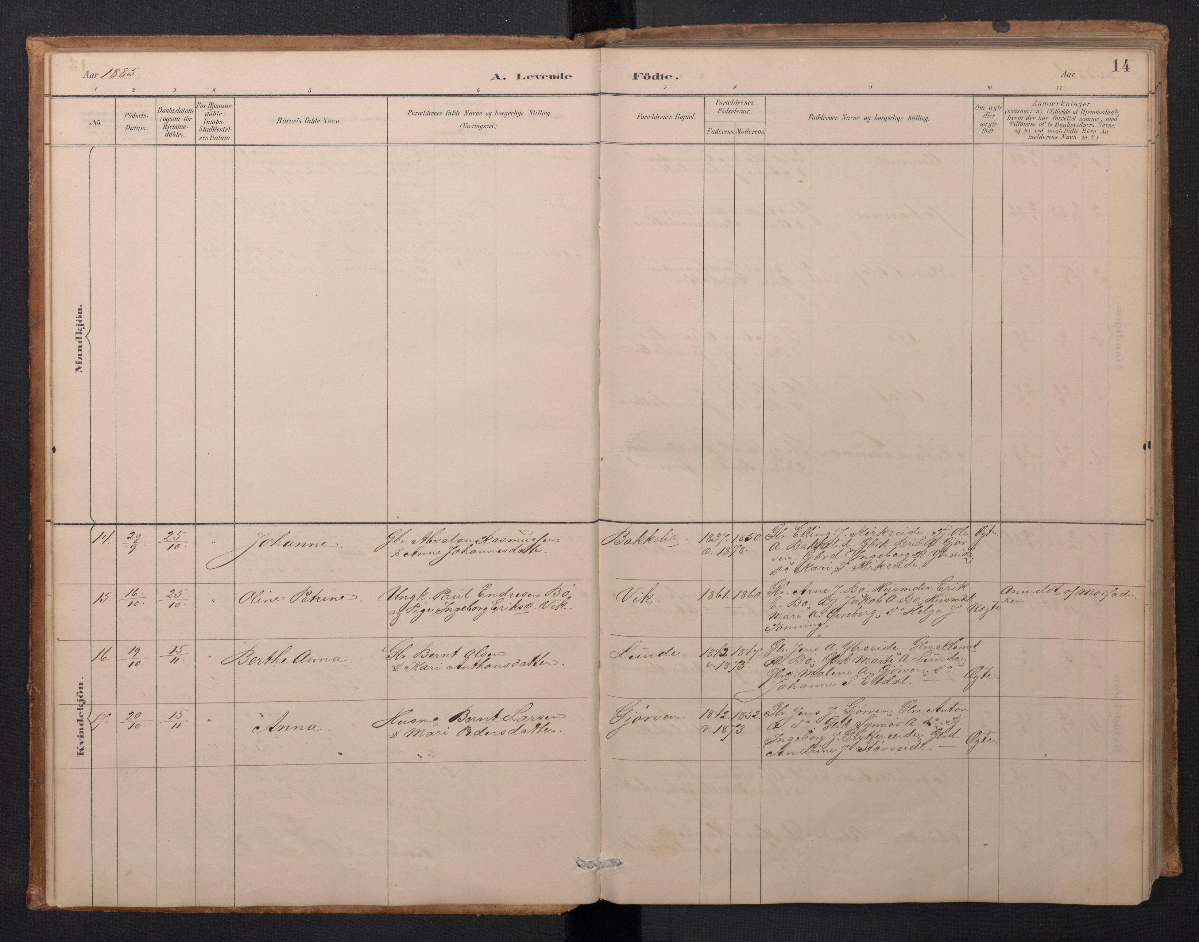 Stryn Sokneprestembete, AV/SAB-A-82501: Klokkerbok nr. A 2, 1883-1905, s. 13b-14a