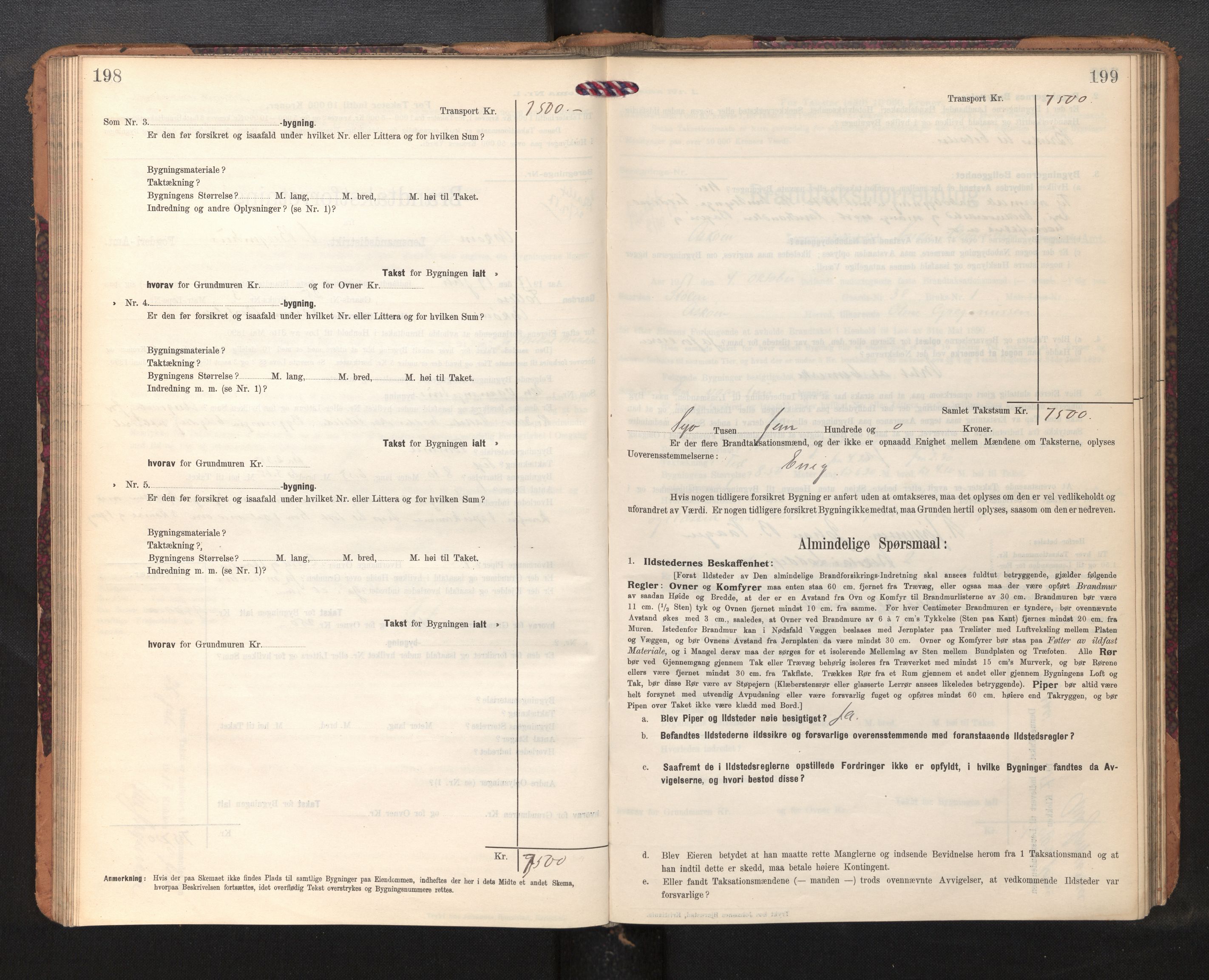 Lensmannen i Askøy, AV/SAB-A-31001/0012/L0007: Branntakstprotokoll, skjematakst, 1910-1919, s. 198-199