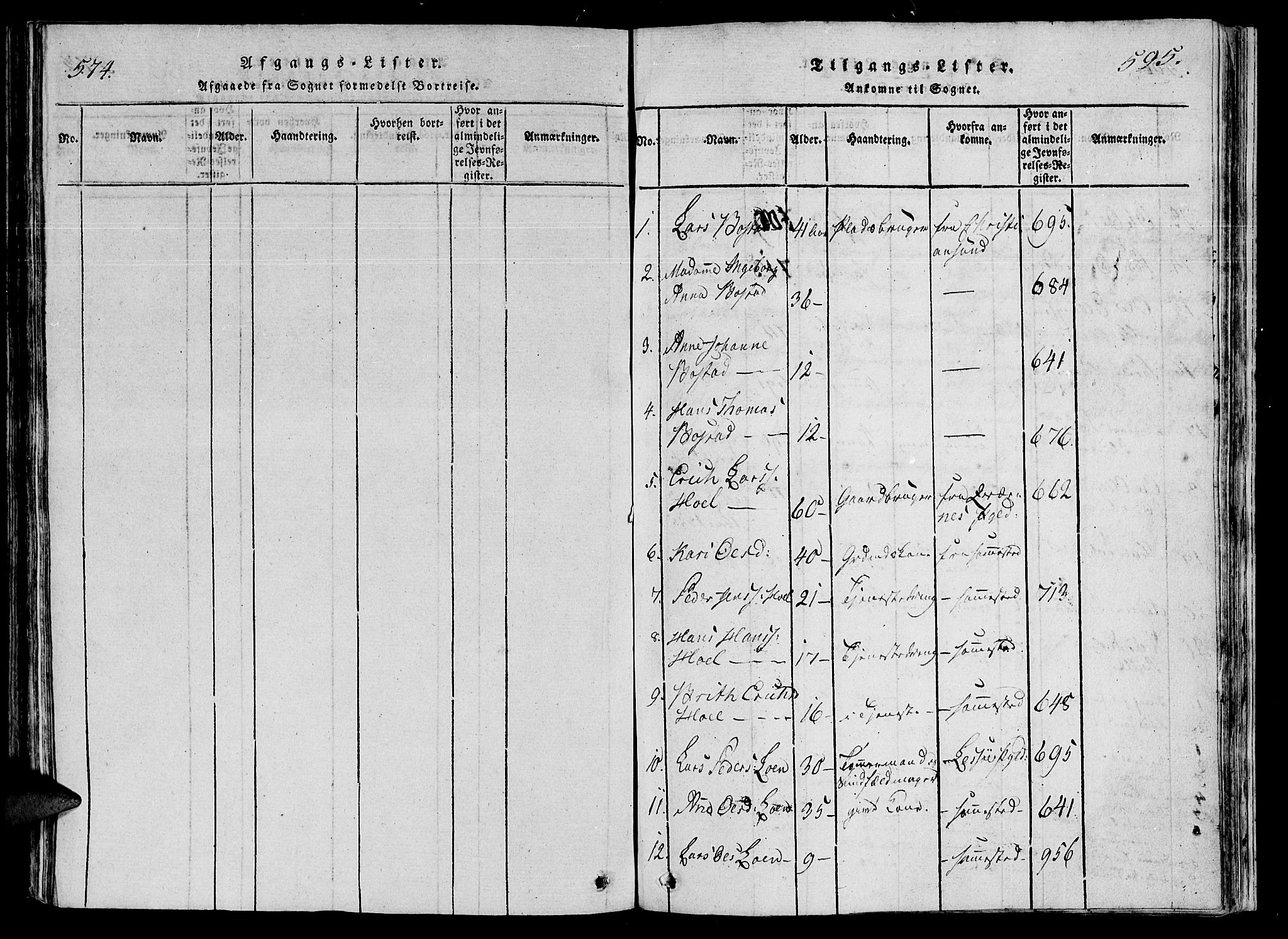 Ministerialprotokoller, klokkerbøker og fødselsregistre - Møre og Romsdal, AV/SAT-A-1454/566/L0763: Ministerialbok nr. 566A03 /1, 1817-1829, s. 594-595