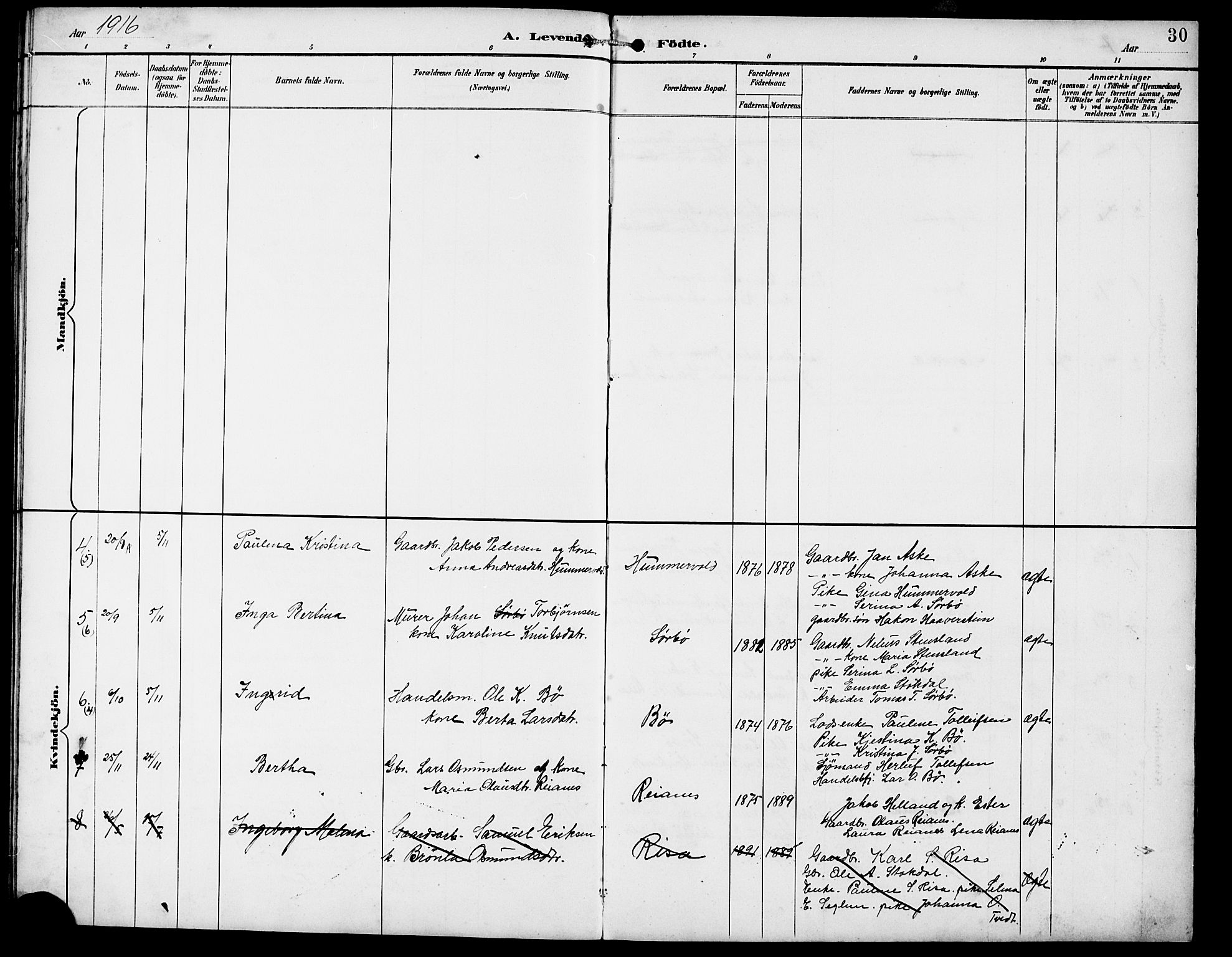 Rennesøy sokneprestkontor, AV/SAST-A -101827/H/Ha/Hab/L0012: Klokkerbok nr. B 11, 1894-1924, s. 30