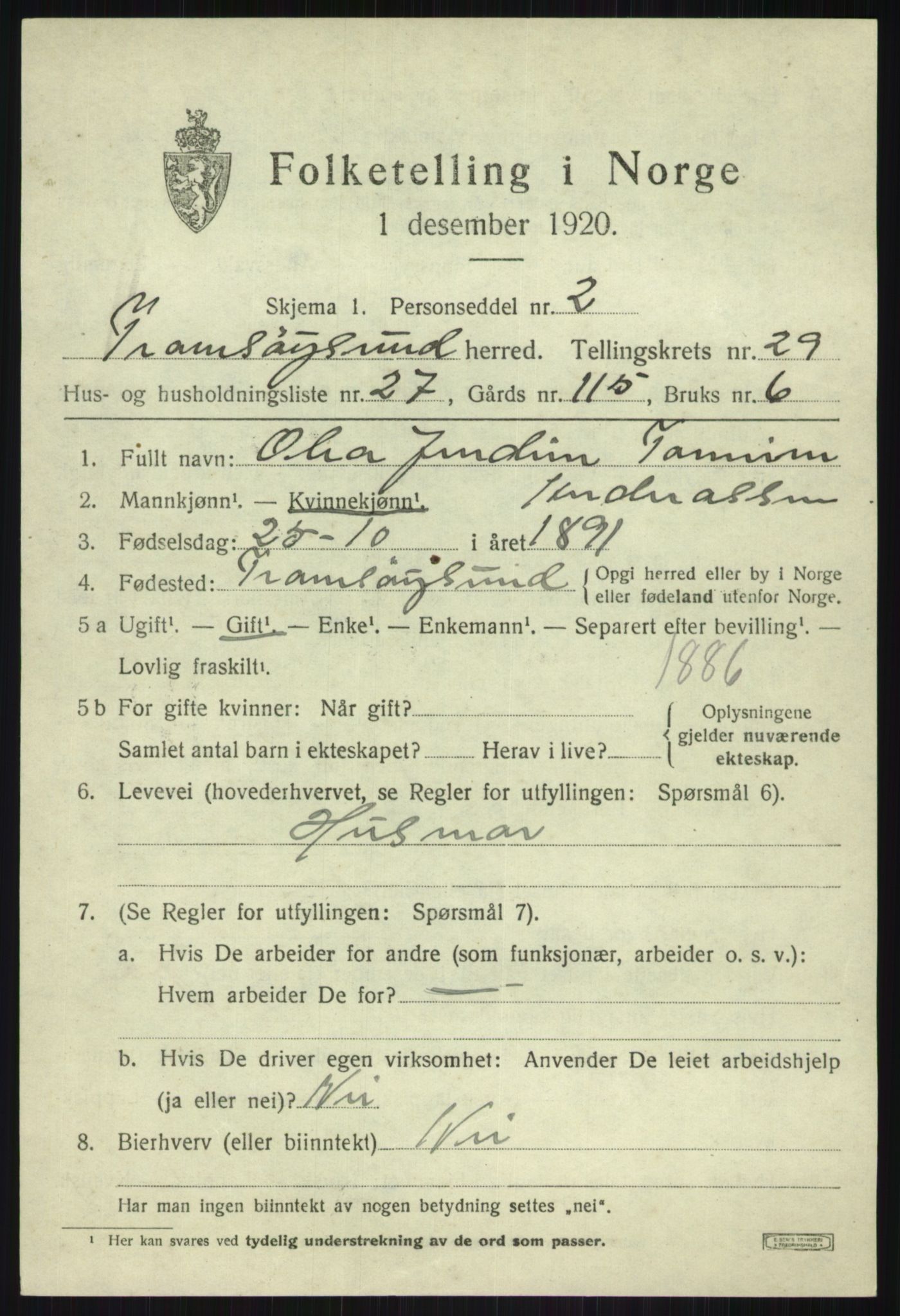 SATØ, Folketelling 1920 for 1934 Tromsøysund herred, 1920, s. 13674