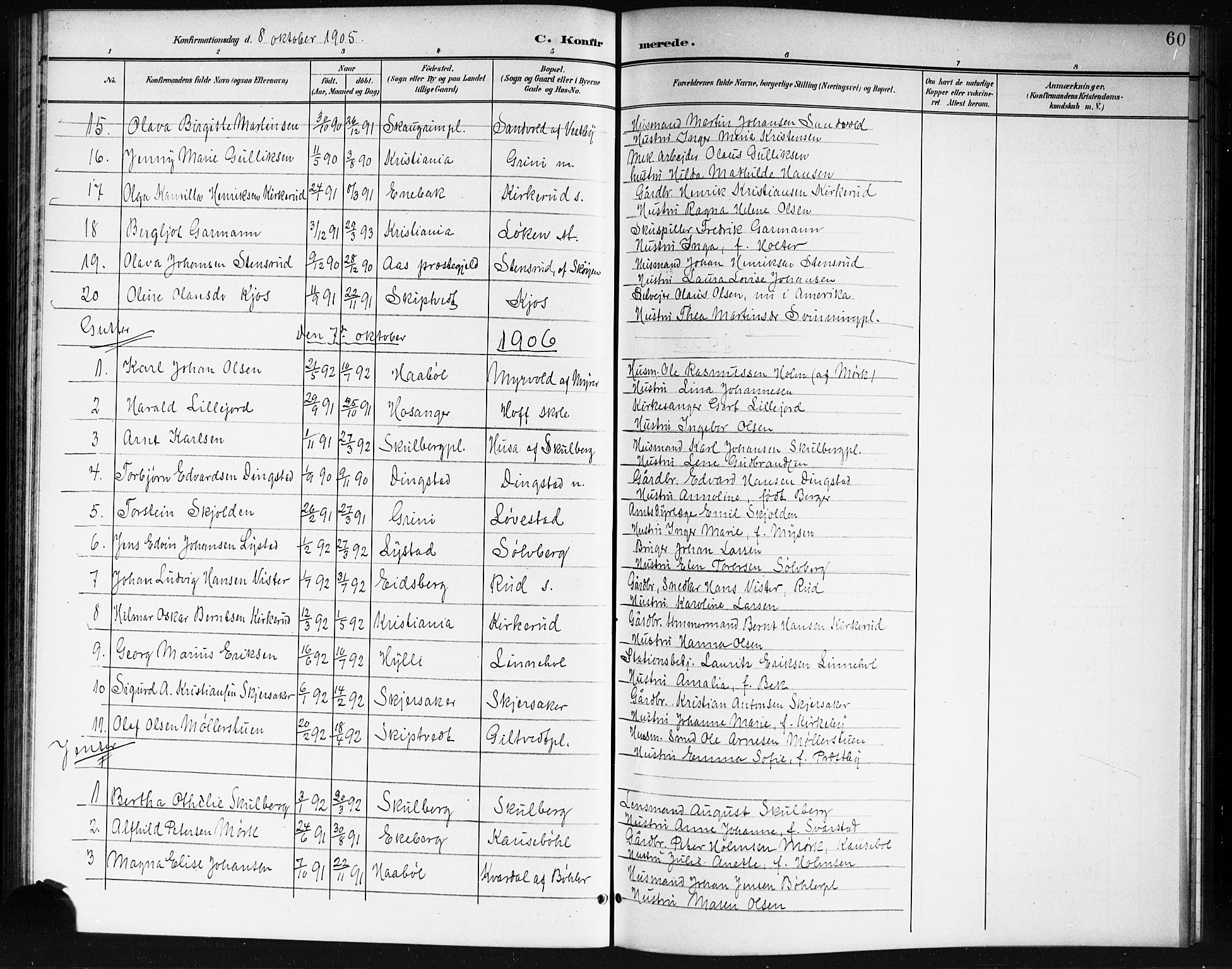 Spydeberg prestekontor Kirkebøker, AV/SAO-A-10924/G/Ga/L0002: Klokkerbok nr. I 2, 1901-1922, s. 60