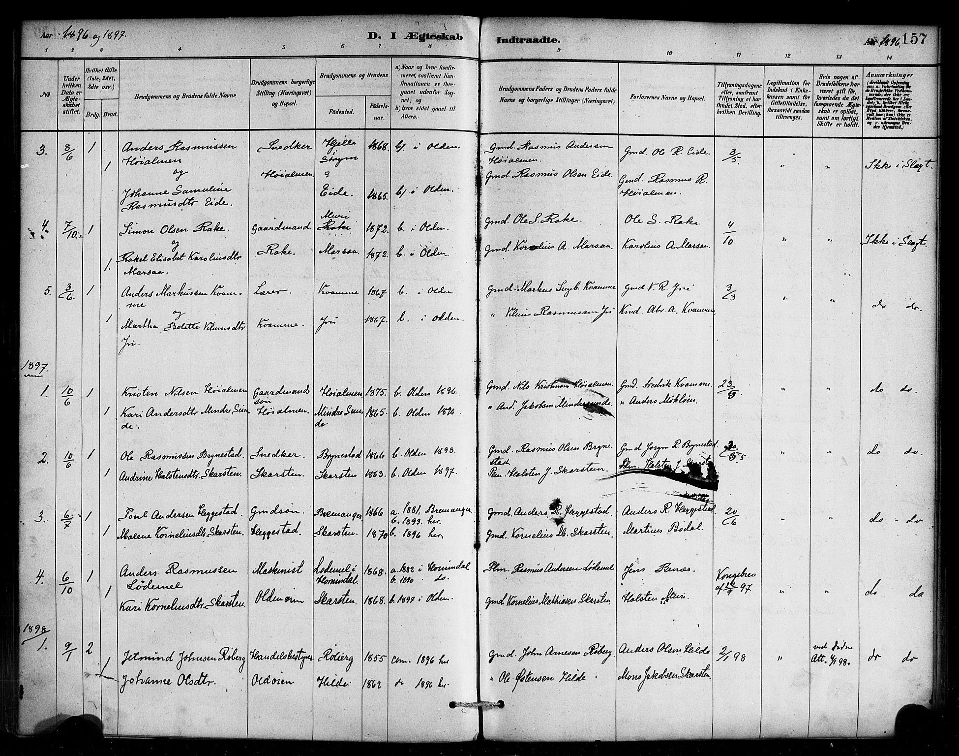 Innvik sokneprestembete, AV/SAB-A-80501: Ministerialbok nr. C 1, 1879-1900, s. 157