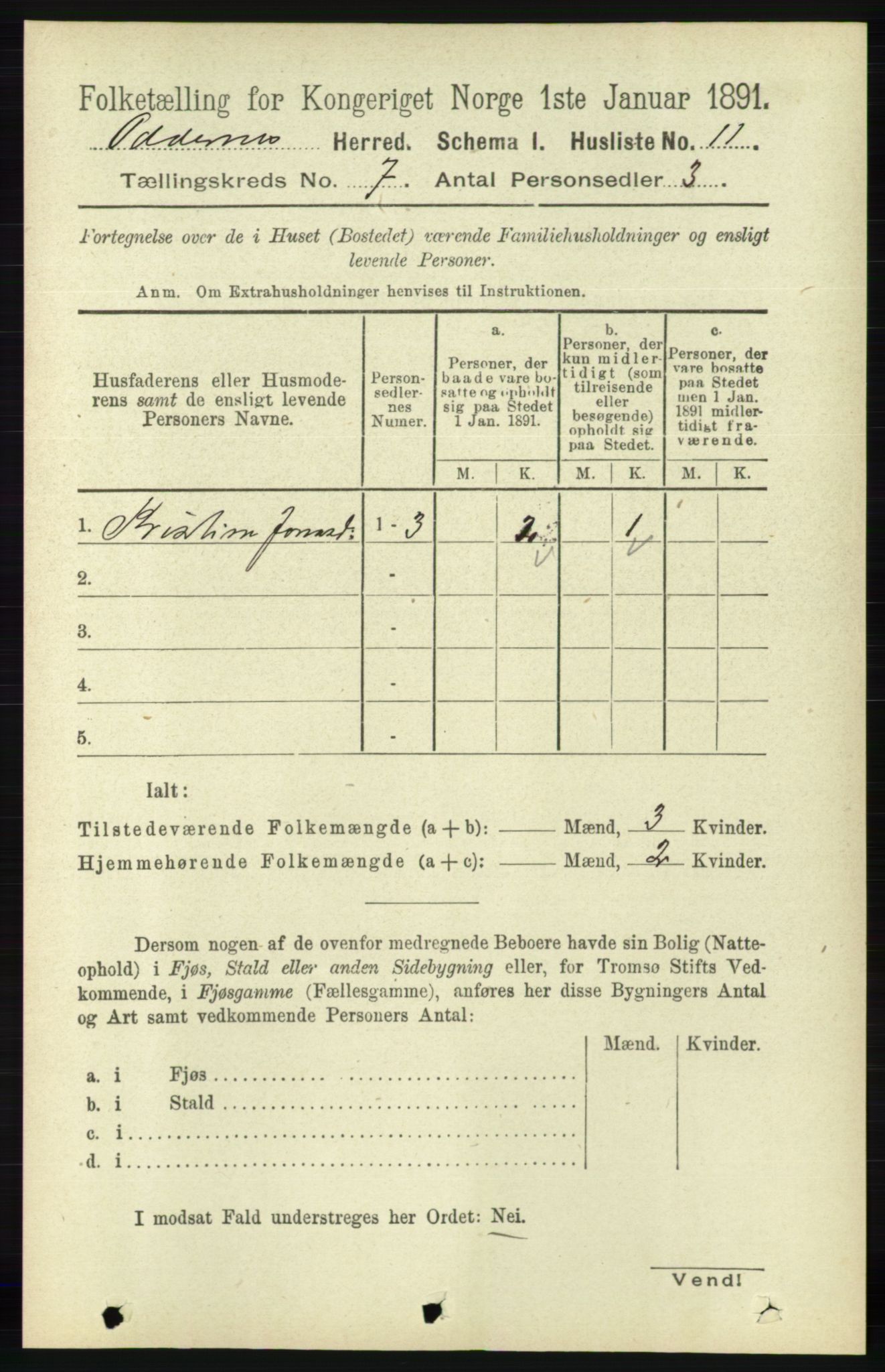 RA, Folketelling 1891 for 1012 Oddernes herred, 1891, s. 2458