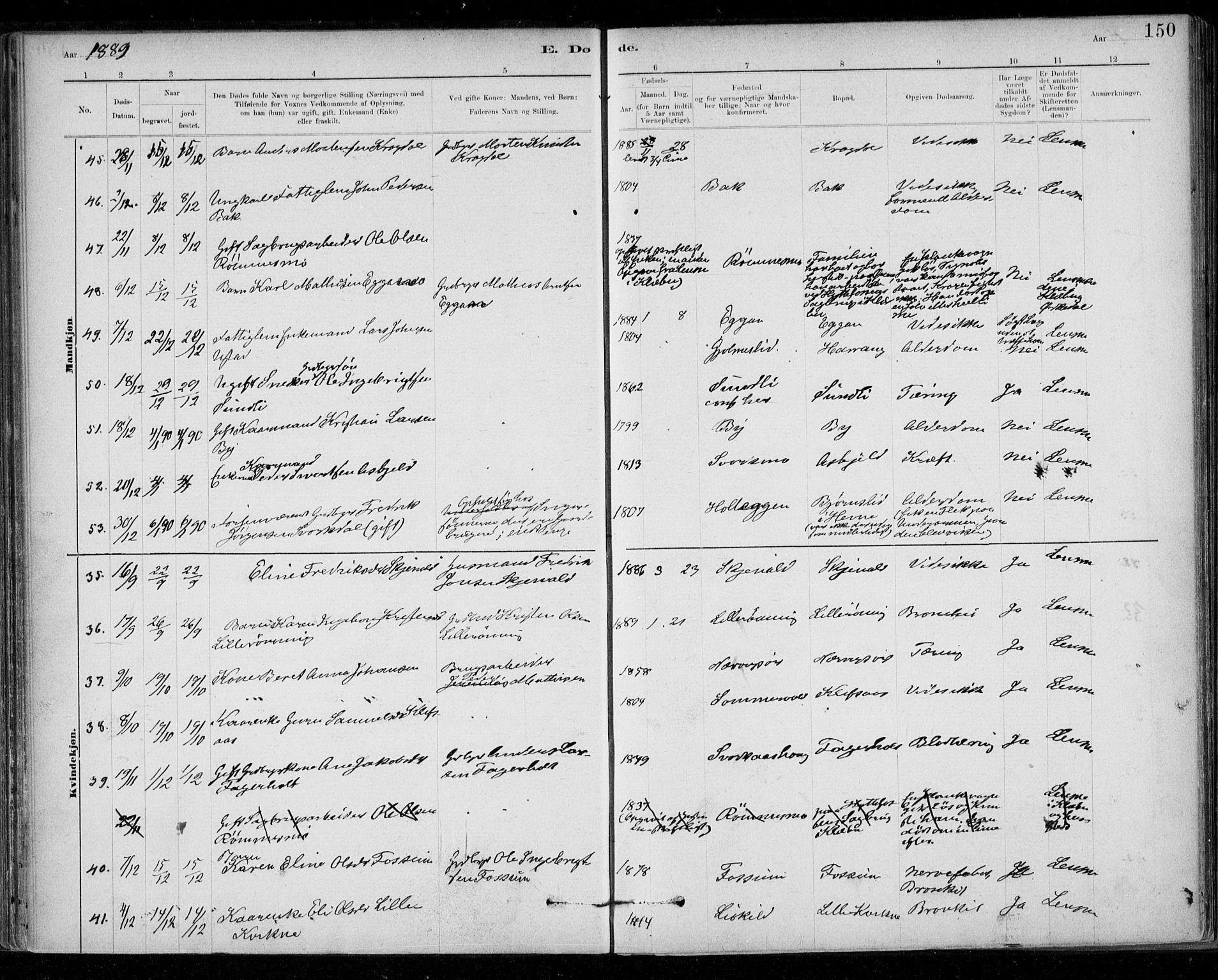 Ministerialprotokoller, klokkerbøker og fødselsregistre - Sør-Trøndelag, SAT/A-1456/668/L0810: Ministerialbok nr. 668A10, 1881-1894, s. 150