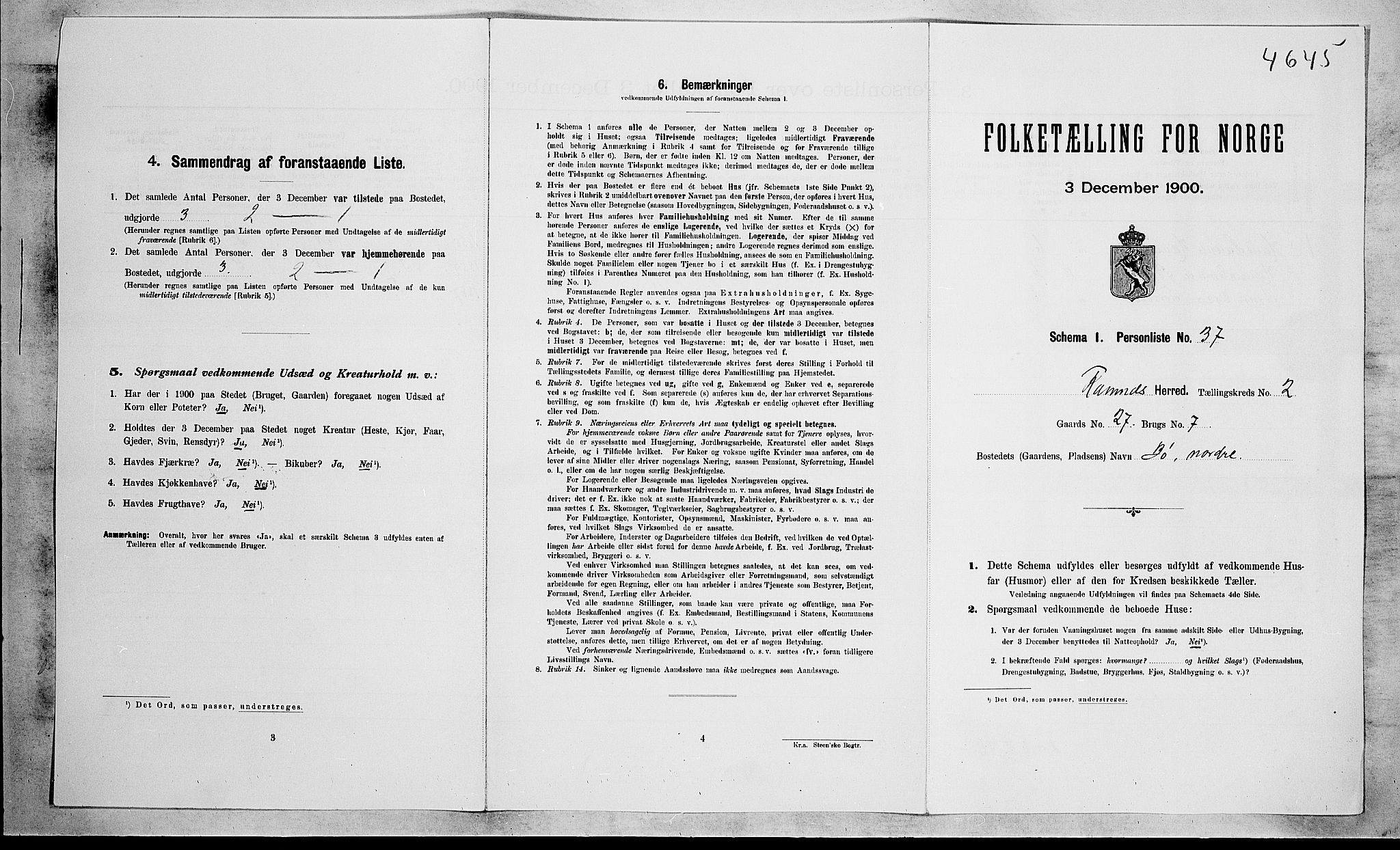 RA, Folketelling 1900 for 0718 Ramnes herred, 1900, s. 300