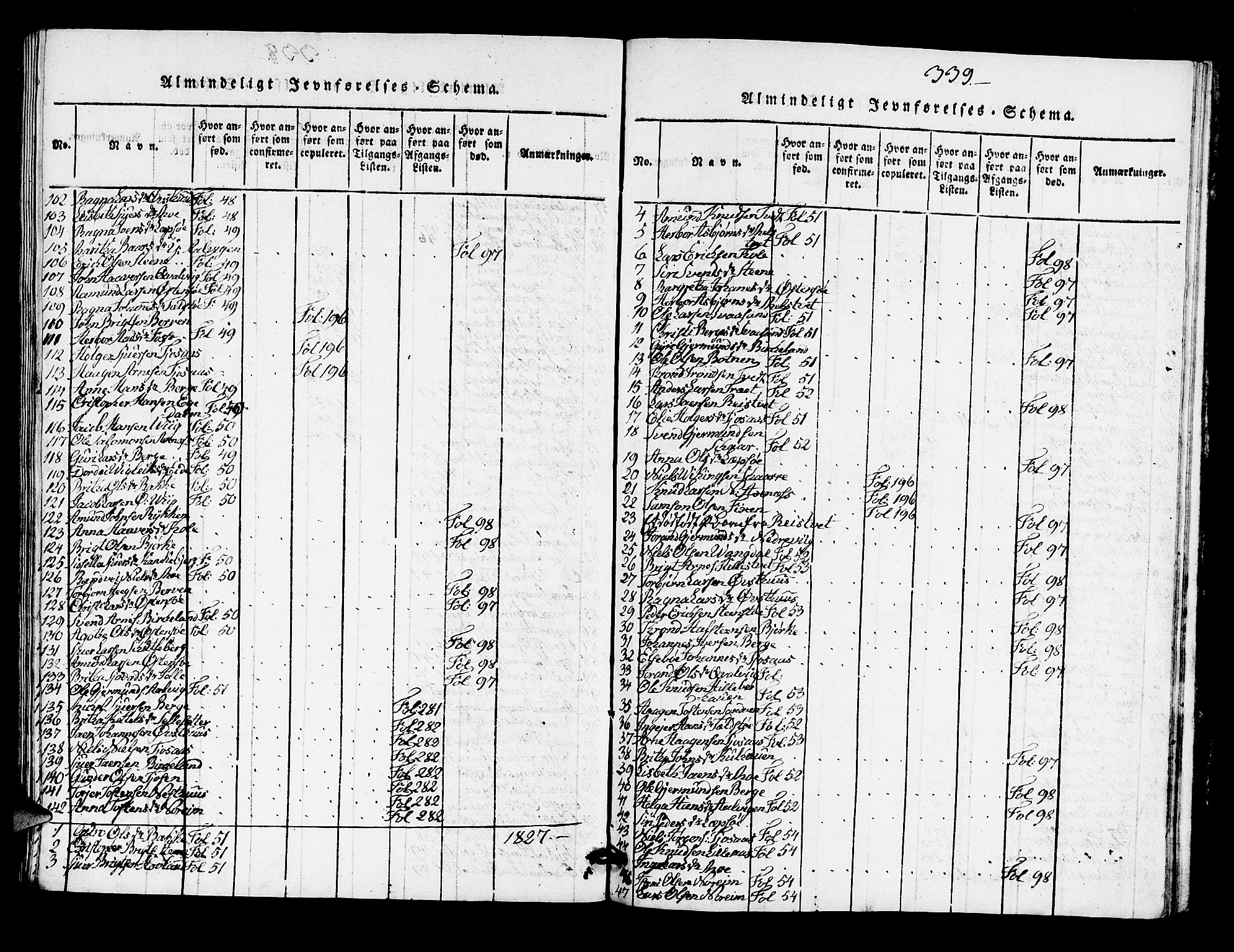 Kvam sokneprestembete, AV/SAB-A-76201/H/Hab: Klokkerbok nr. A 1, 1818-1832, s. 339