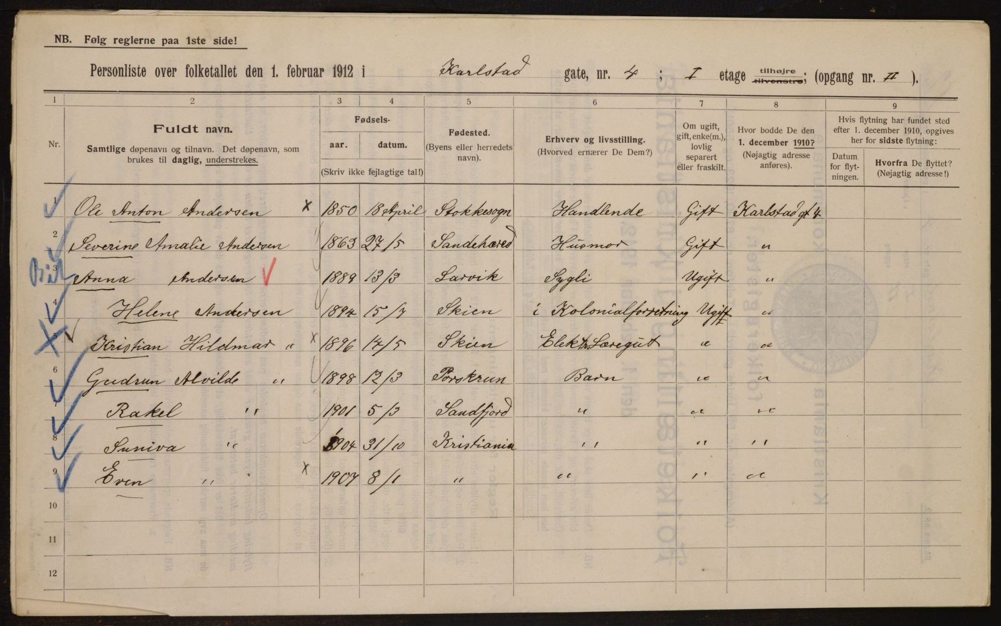 OBA, Kommunal folketelling 1.2.1912 for Kristiania, 1912, s. 49276