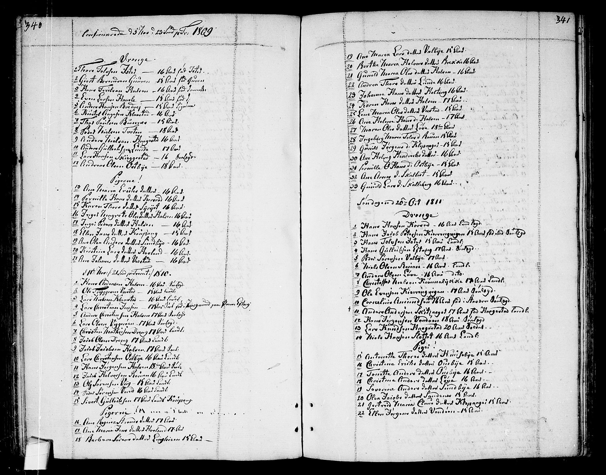 Tjølling kirkebøker, SAKO/A-60/F/Fa/L0004: Ministerialbok nr. 4, 1779-1817, s. 340-341